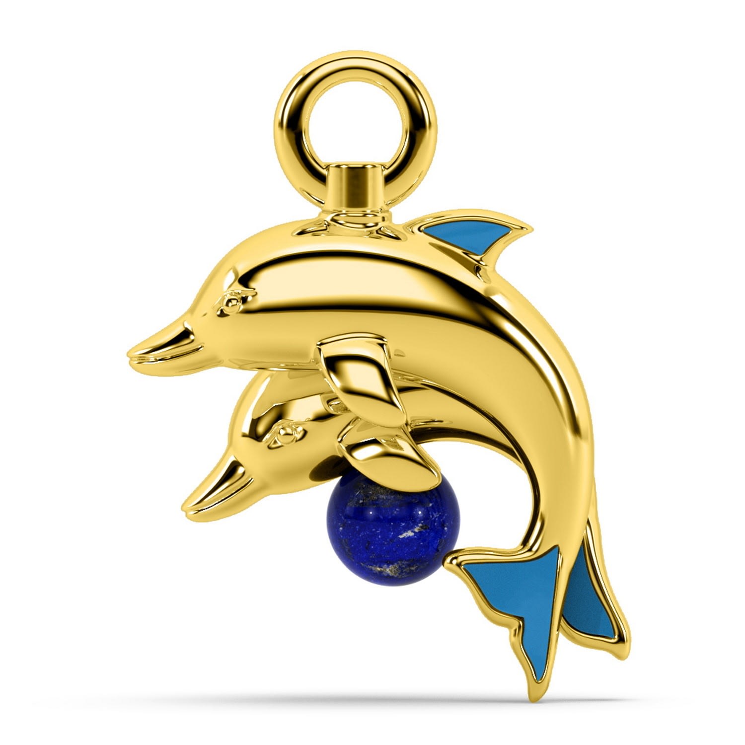 Women’s The Wave-Breaker Charm - Dolphin Charm - Gold Oni Fine Jewelry