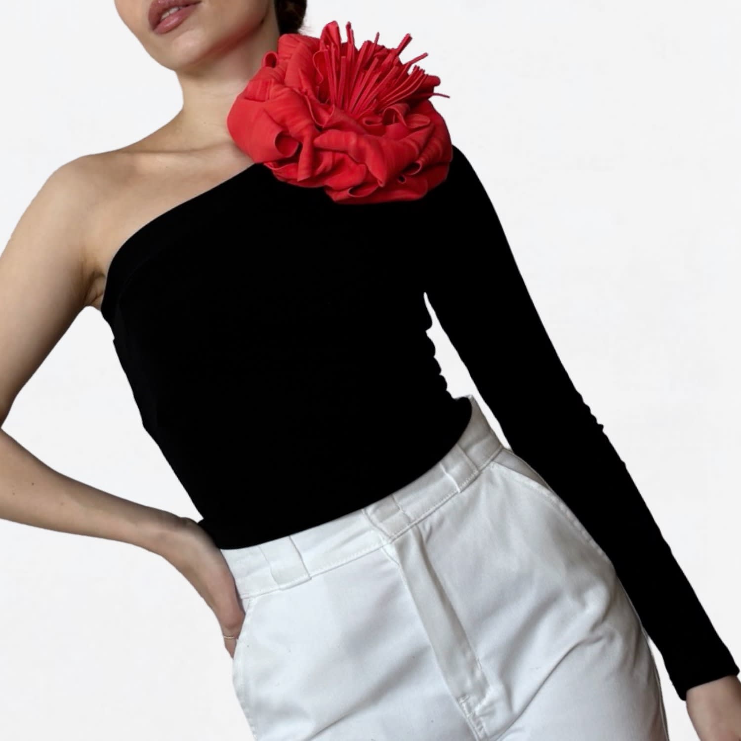 ZW COLLECTION FLORAL CROP TOP WHITE STRAIGHT NECK NEW SS24