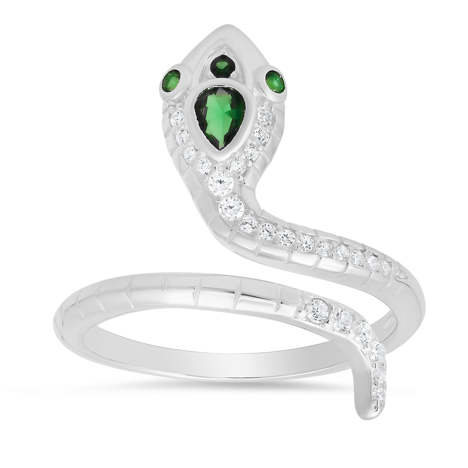 Kylie Harper Women's Emerald & Diamond Cz Snake Ring In Sterling Silver In Metallic