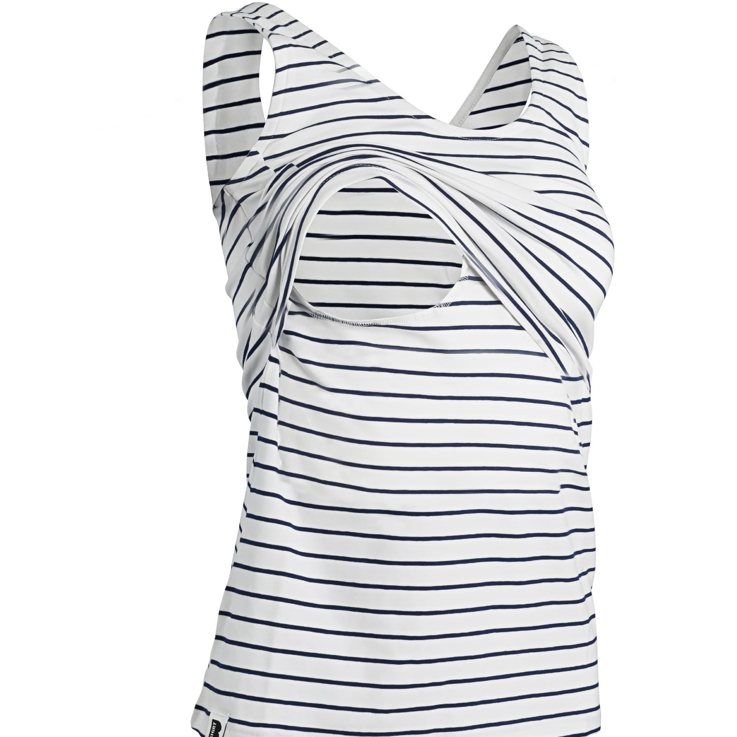 The Bshirt Women's Nursing Vest In White And Navy Stripe In Blue/white
