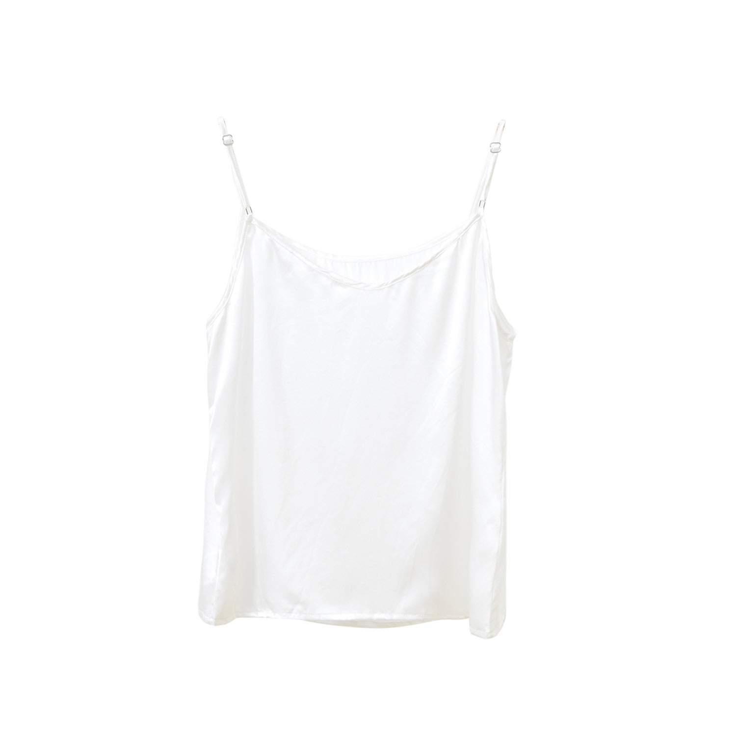 Soft Strokes Silk Women's Pure Mulberry Silk Camisole With Adjustable Straps - Relaxed Fit - Pearl White In White