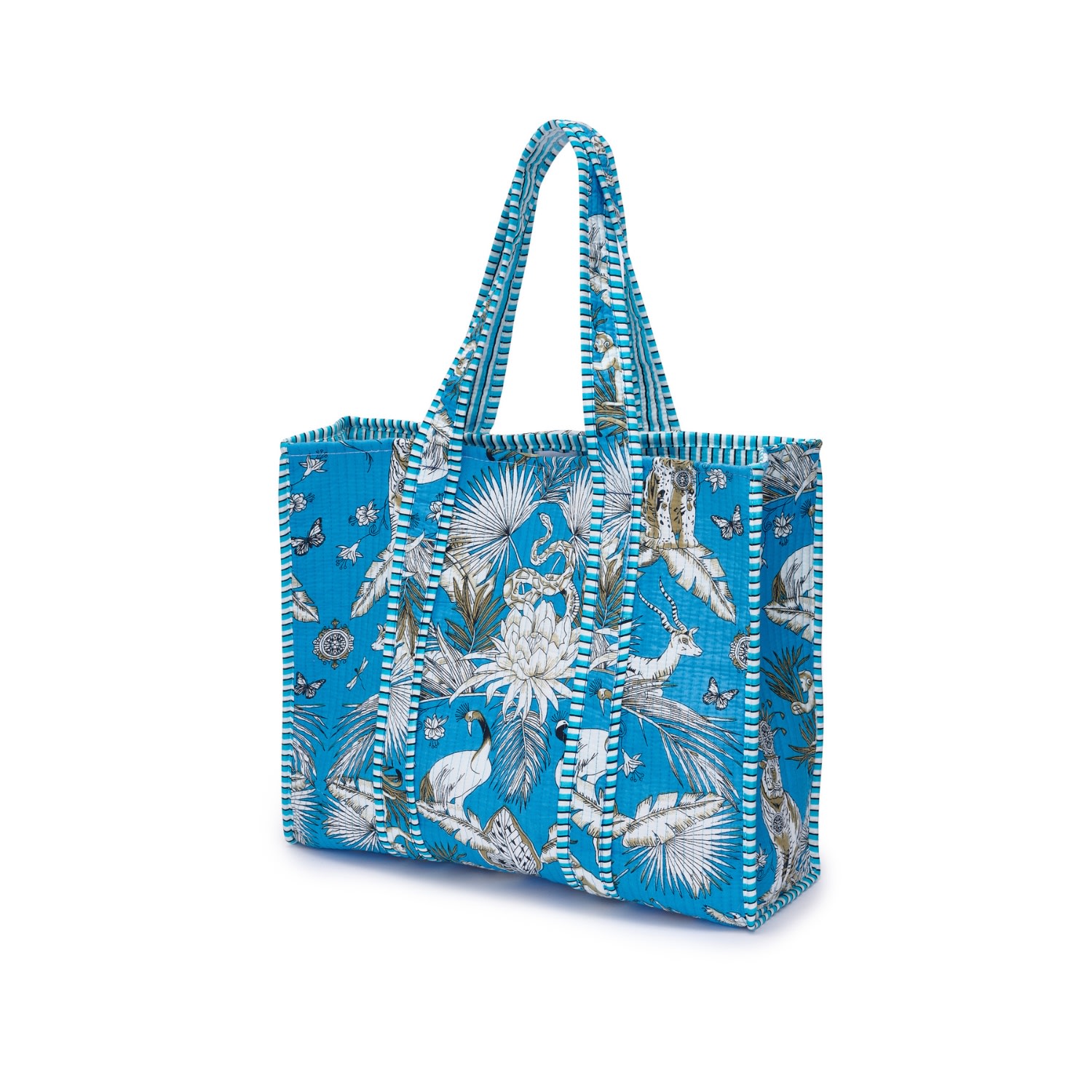 Women’s Cotton Tote Bag In Sky Blue Tropical At Last...