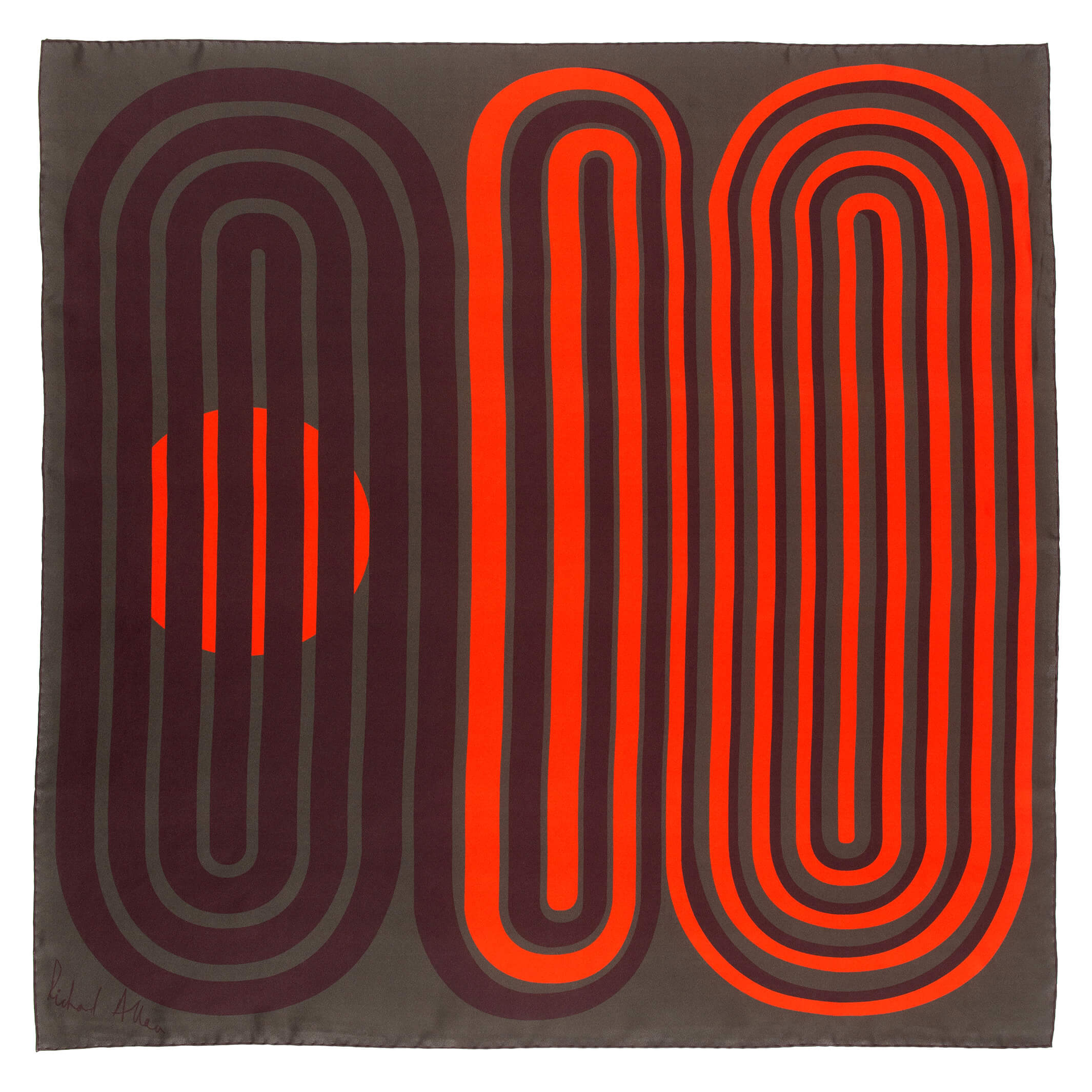Richard Allan London Women's Brown Orange Circuit Silk Scarf In Brown