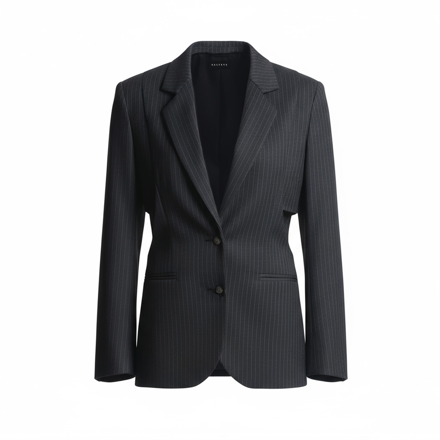 Salteye Studio Women's Grey Classic Bi-layered Blazer In Black