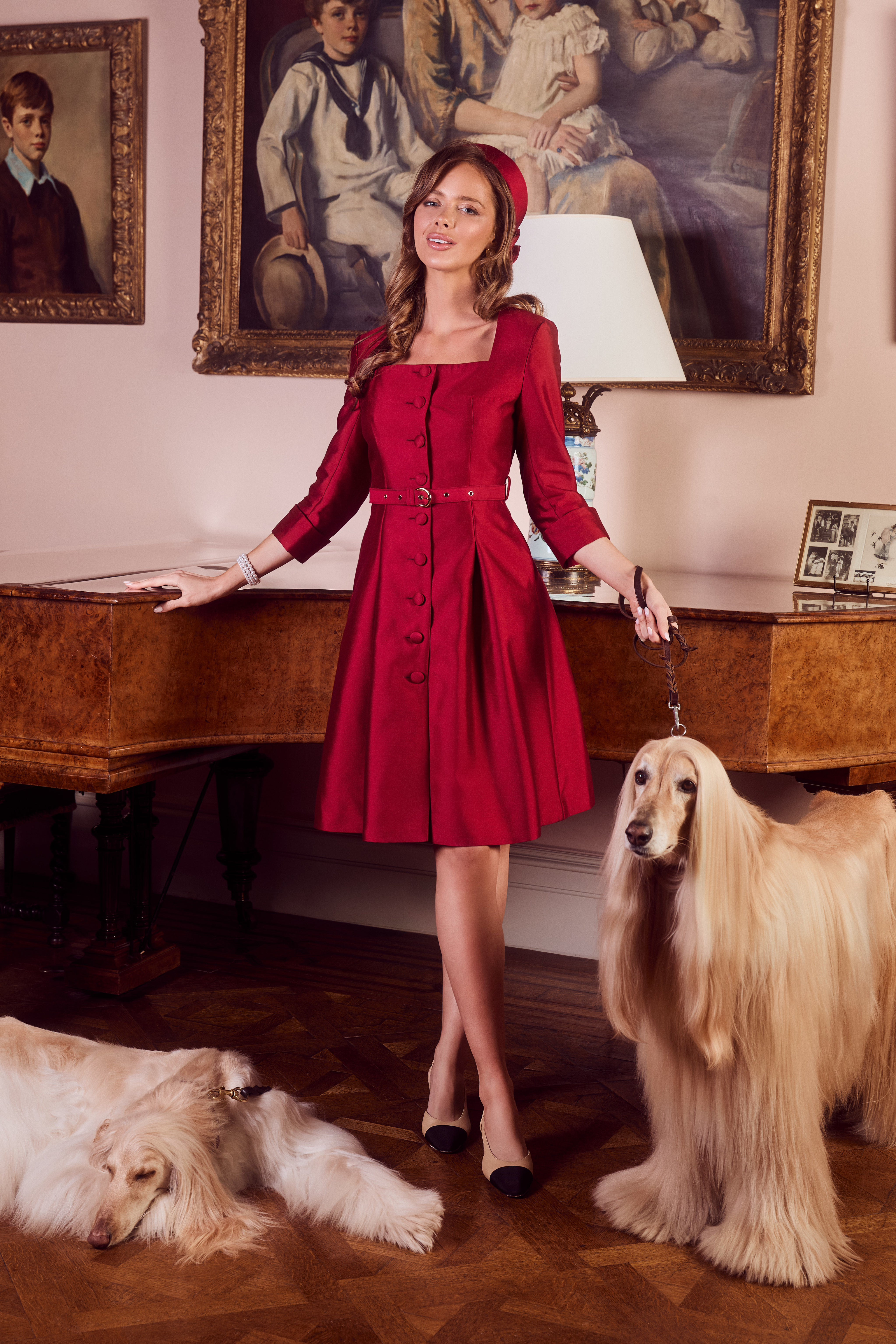 Women's Red Spencer Silk & Wool Dress In Rosso | Large | Santinni