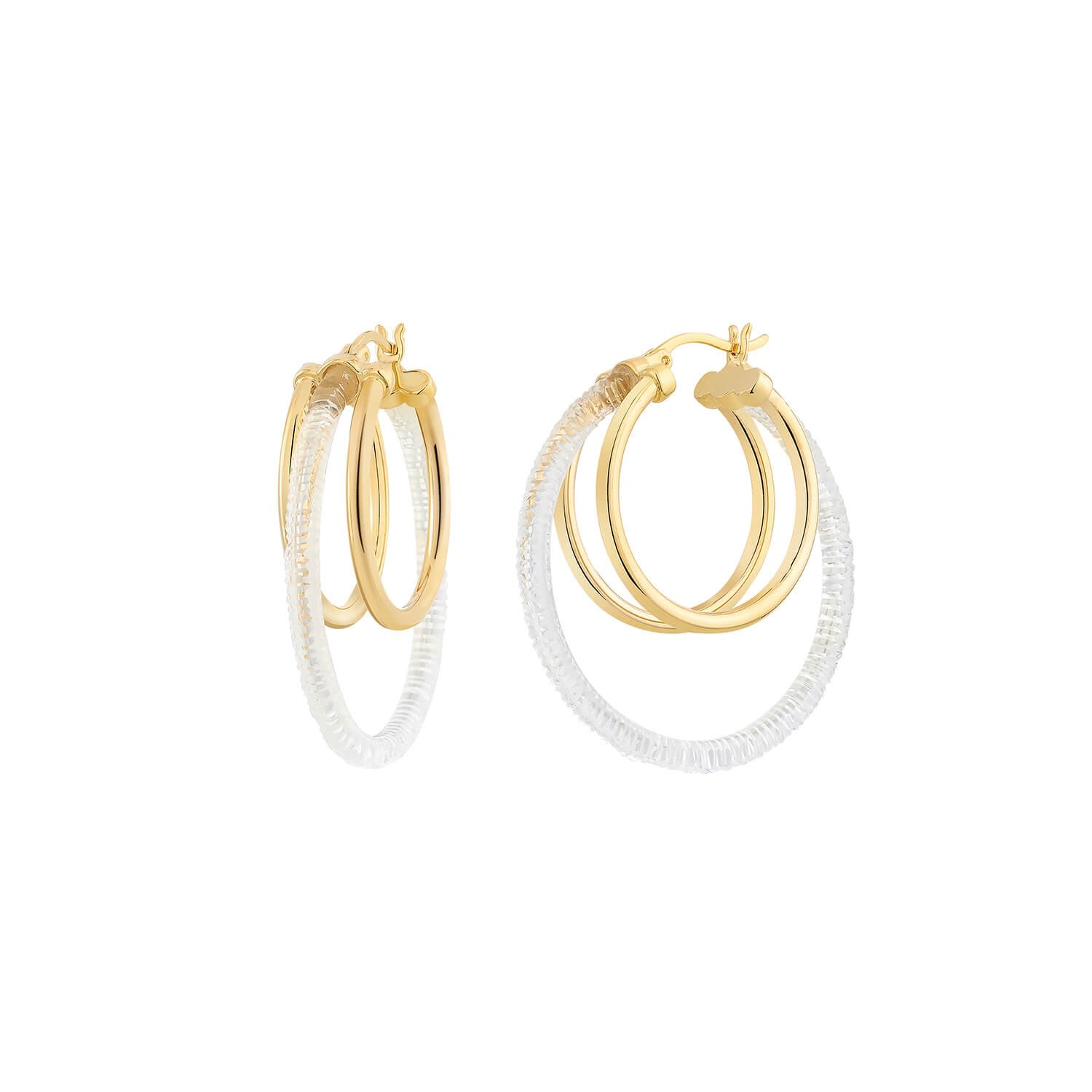 Women’s Gold Multi Hoop Earrings In Clear Gold & Honey