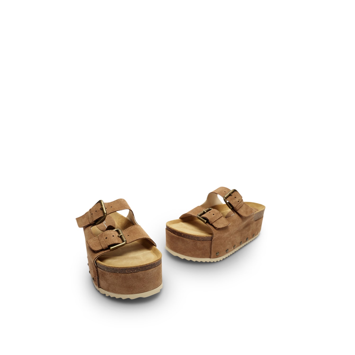Intentionally Blank Women's Cooper-two Suede Platform Sandal-brown In Brown