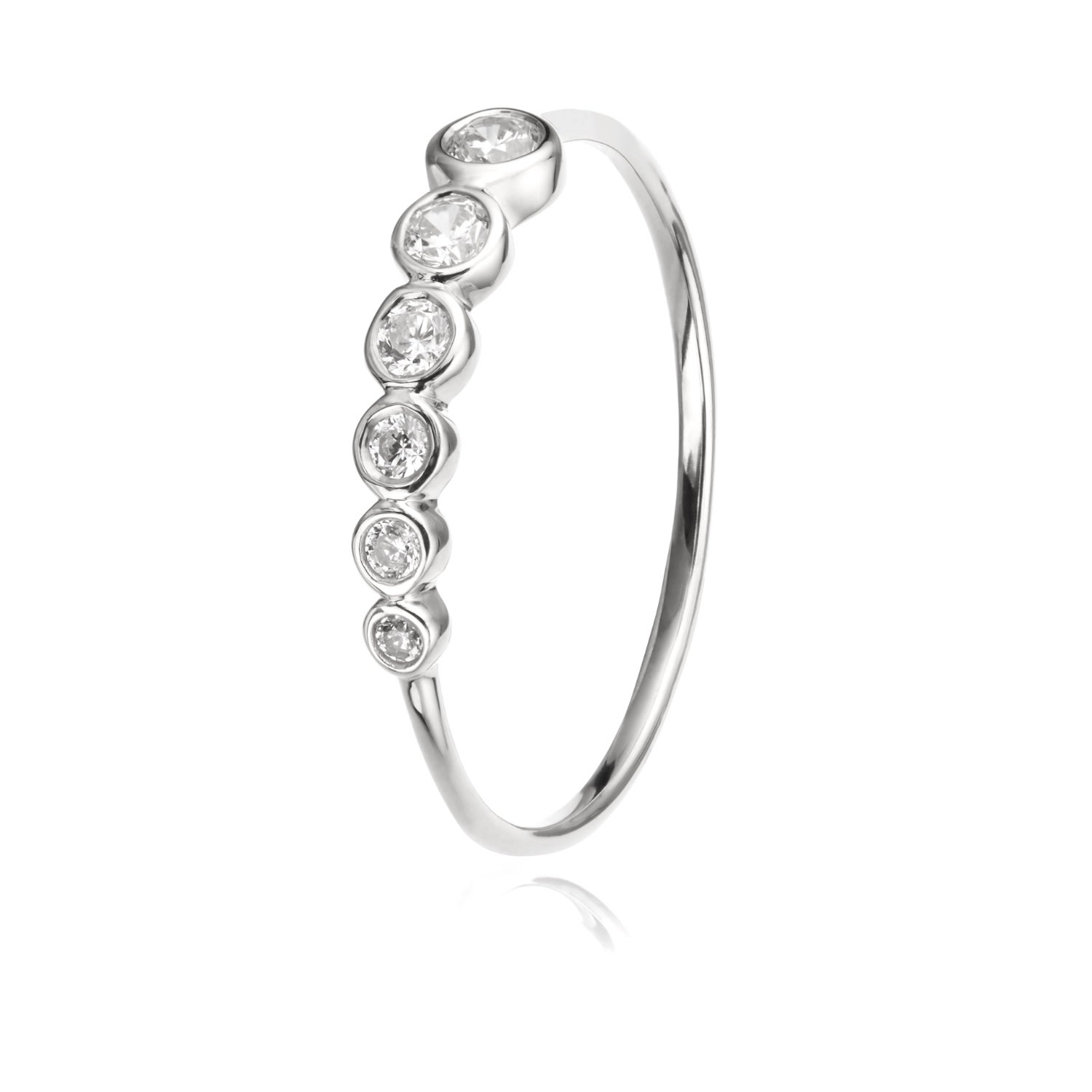 Lily & Roo Women's Silver Graduated Diamond Style Stacking Ring In Silver