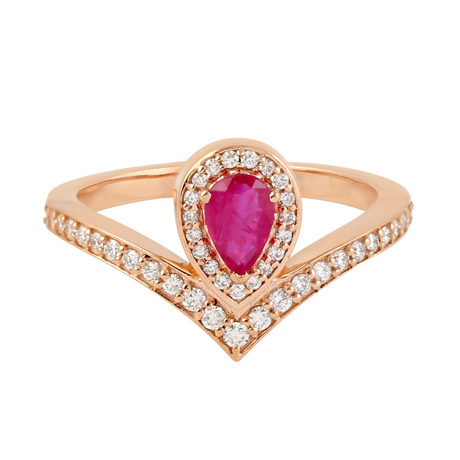 Women’s White / Rose Gold 18K Rose Gold Natural Diamond Ruby Gemstone Ring Artisan