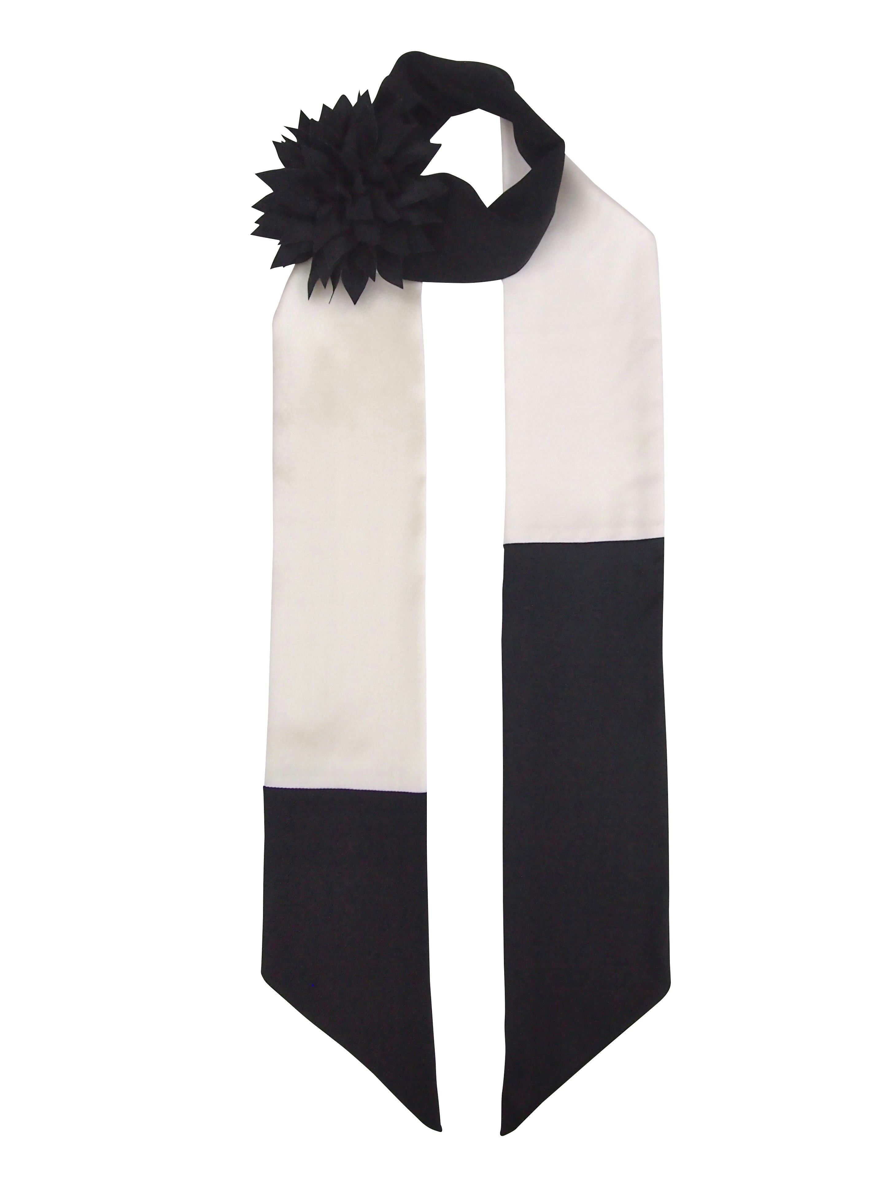 Capitana Women's Neutrals / Black / White Lazzaro 4-in-1 Silk Scarf & Flower Set – Black, Cream & Ecru In Multi