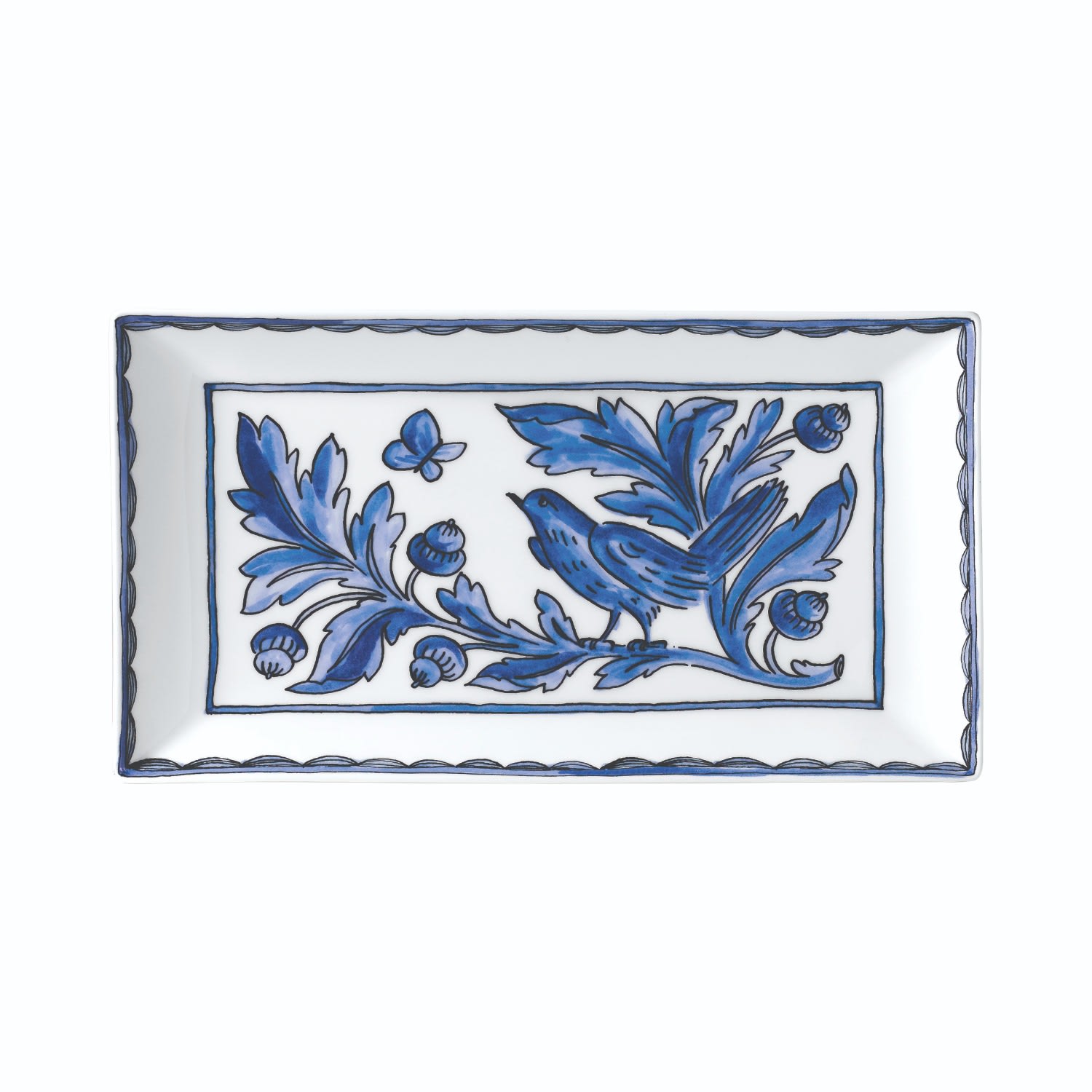 Twig New York H.blue Bird - 11 In. Rectangular Platter In Blue