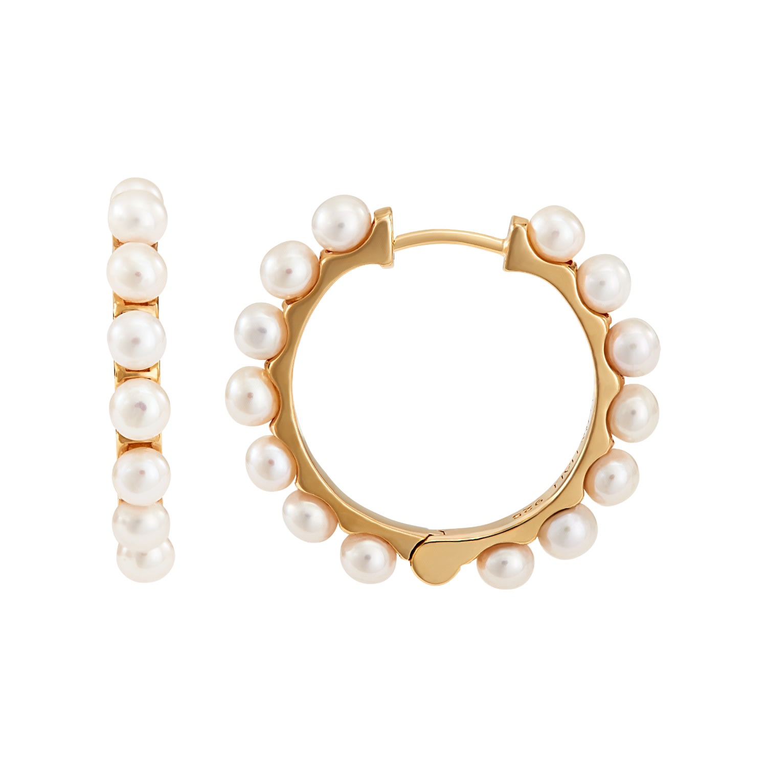 Women’s 18Ct Yellow Gold Vermeil Large Pearl Huggie Hoops Dower & Hall