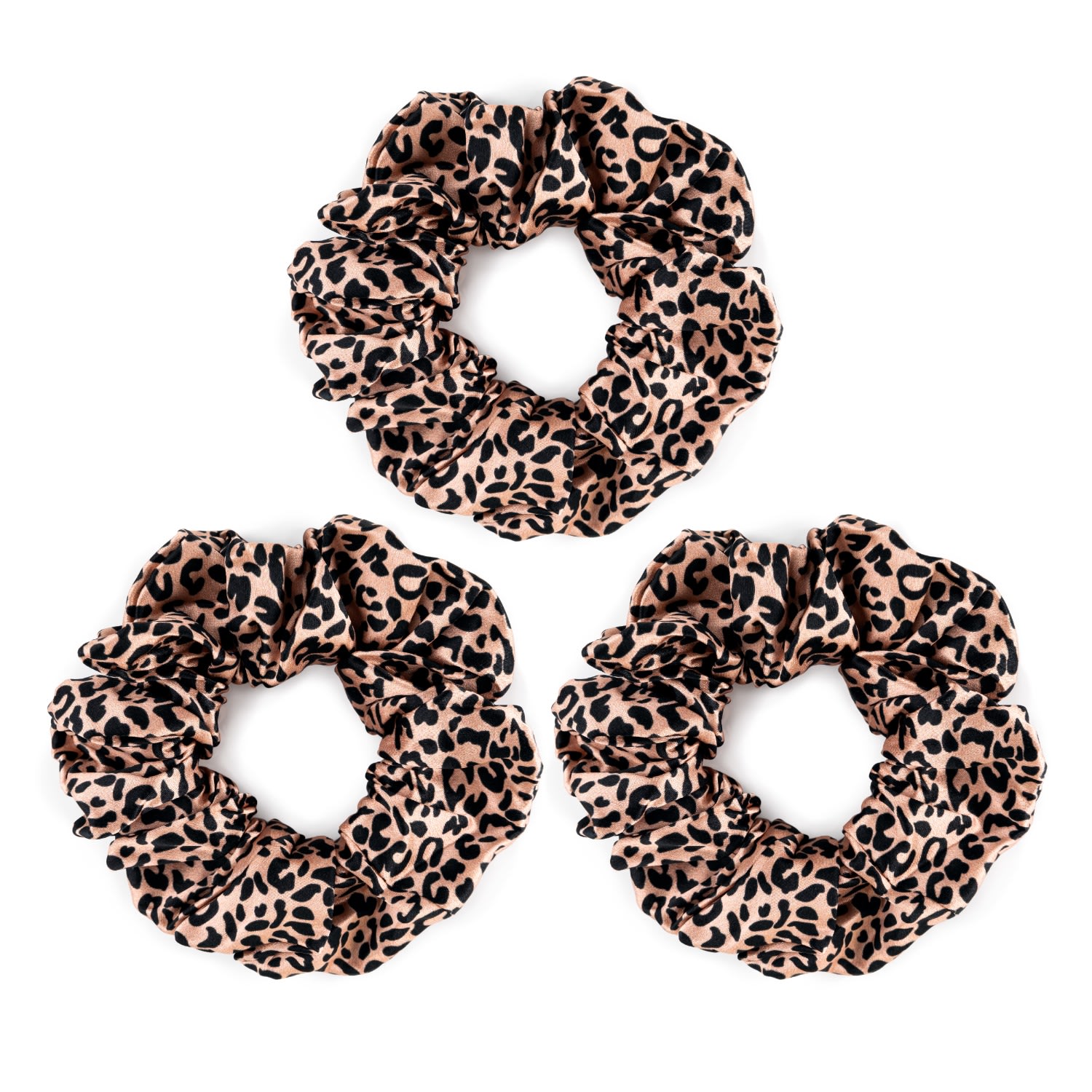 Women’s Pack Of 3 Silk Scrunchies - Rose Gold Leopard Silk Works London