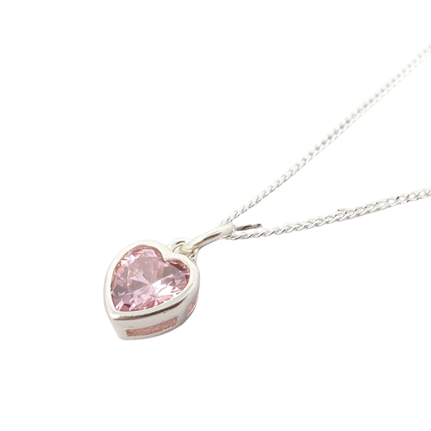 Harfi Women's Silver / Pink Mini Heart Rose Quartz October Birthstone Necklace In Multi