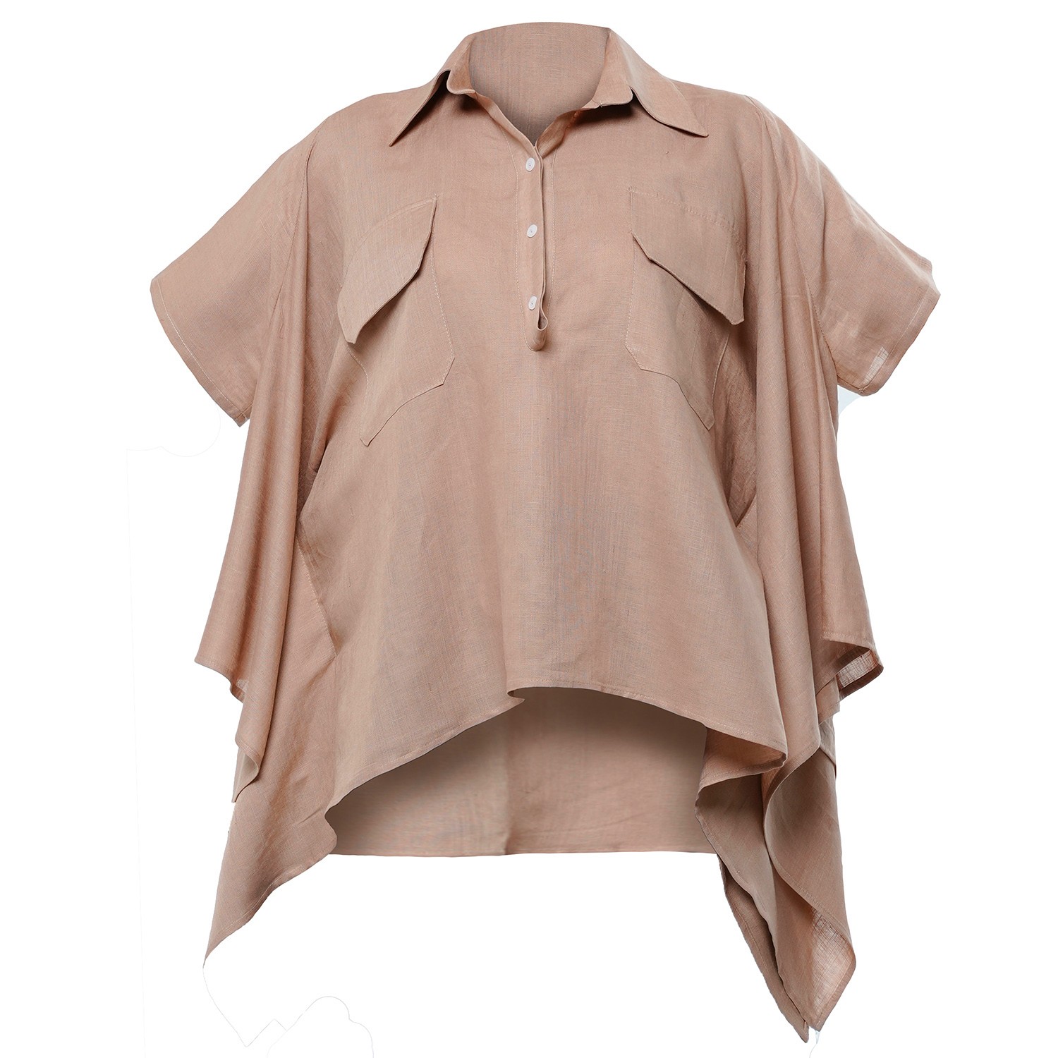 Metamorphoza Women's Loose Linen Shirt In Brown In Brown