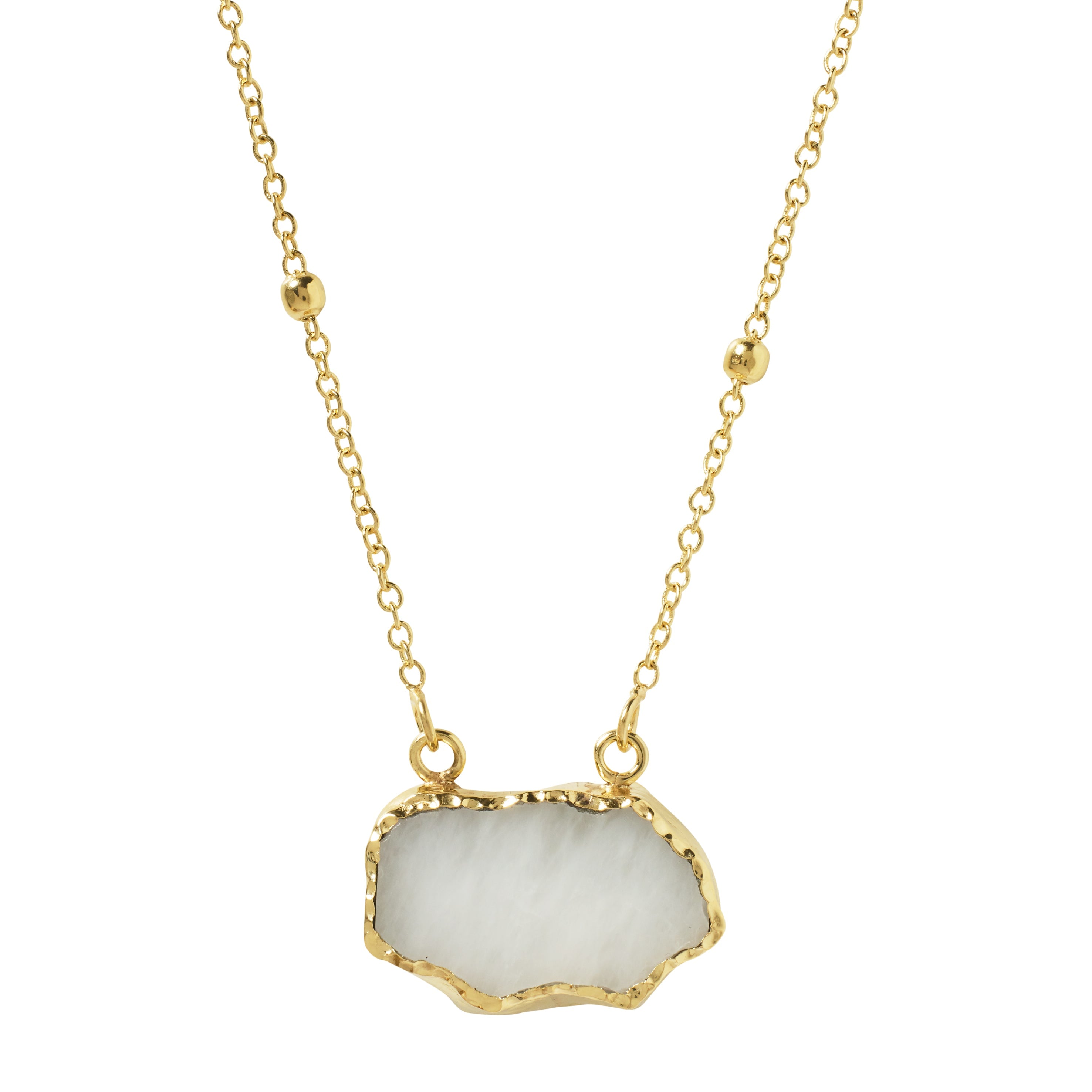 Yaa Yaa London Women's True Love Gemstone Gold Bead Necklace - White Agate In White