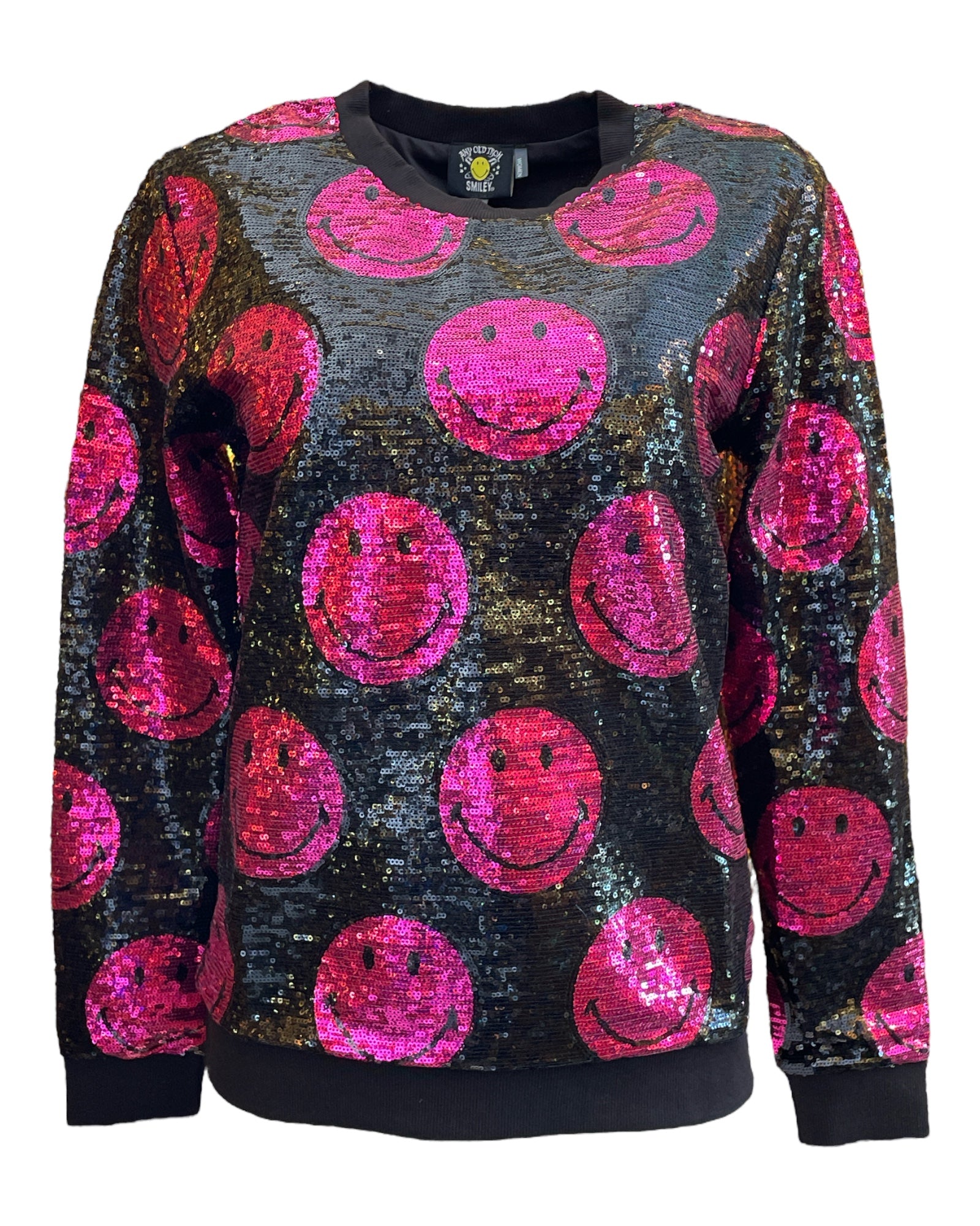 Women’s Black / Pink / Purple Any Old Iron X Smiley Pink Sweatshirt Xxl