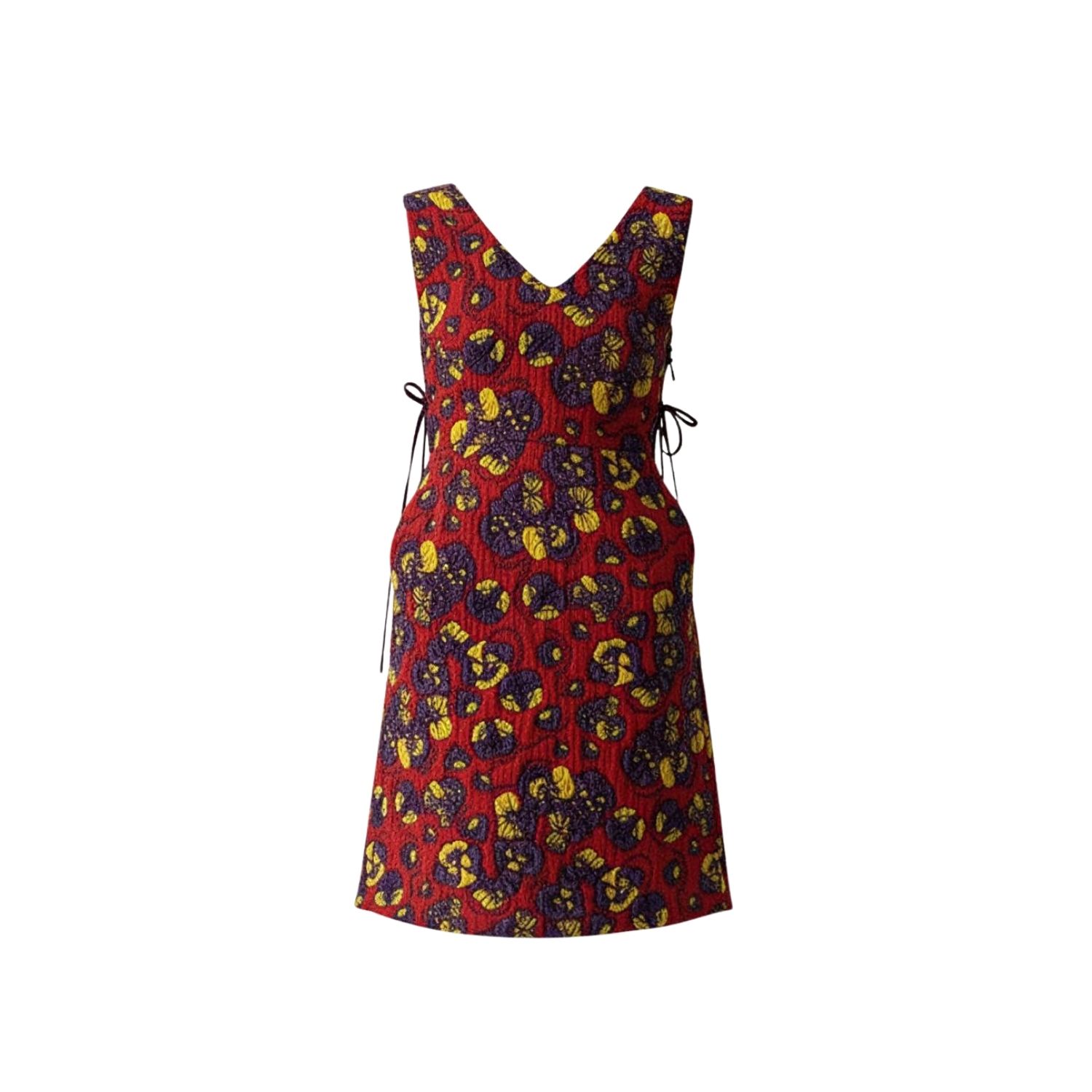 Izabela Mandoiu Women's Brocade Mini Pinafore Dress With Floral Embroidery In Red