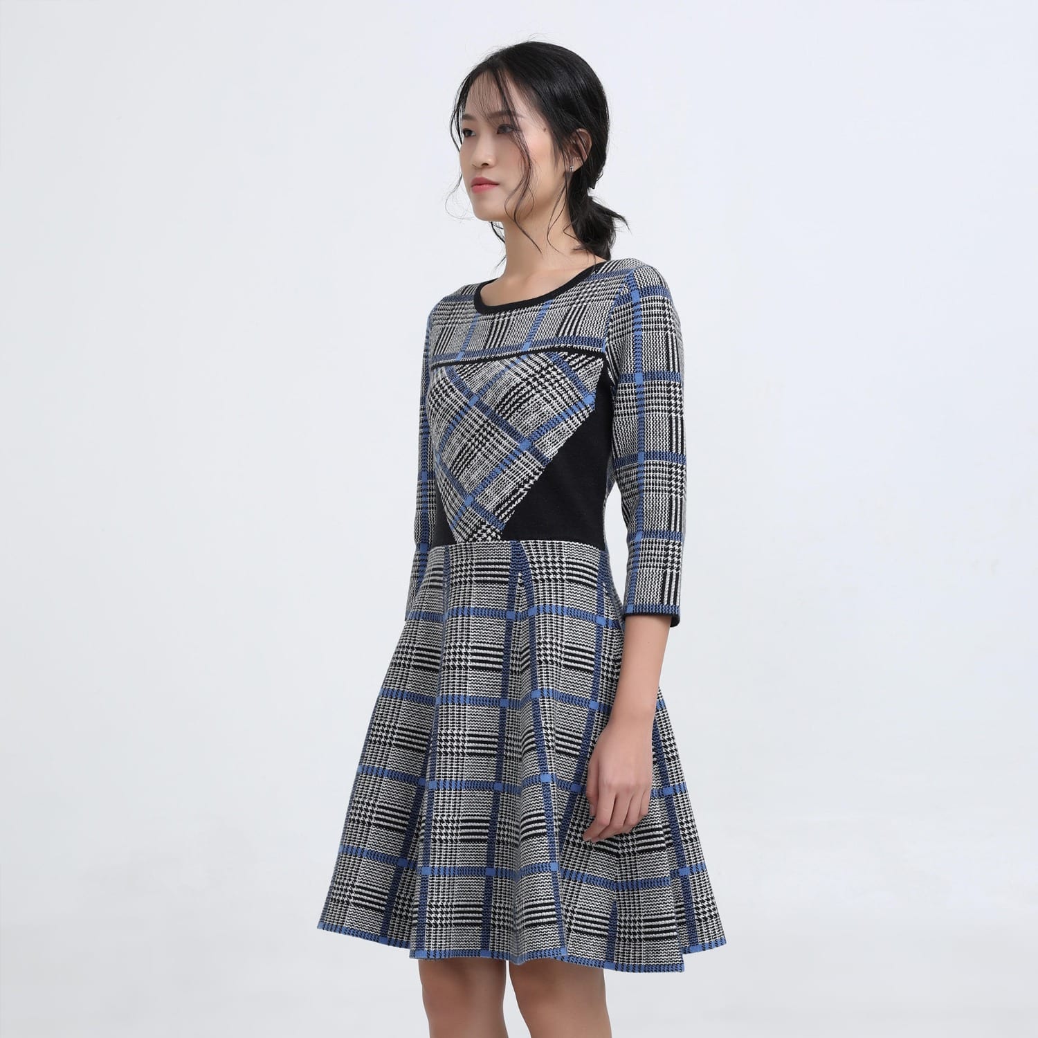 Fit-And-Flare Tartan Knit Dress | Smart and Joy | Wolf & Badger