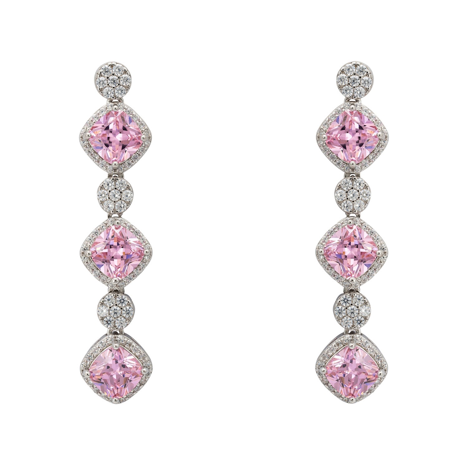 Women’s Pink / Purple / Silver Elena Drop Earrings Morganite Silver Latelita