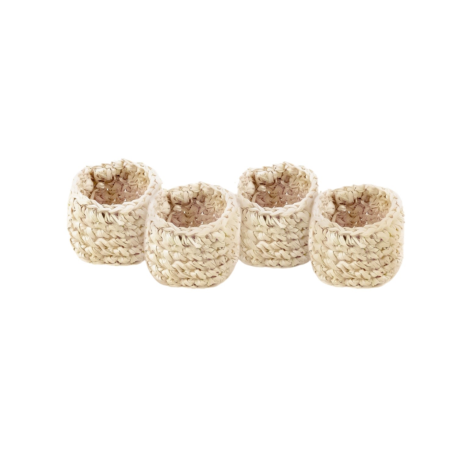 Likha Neutrals Set Of Four, Natural Raffia Crochet Napking Rings