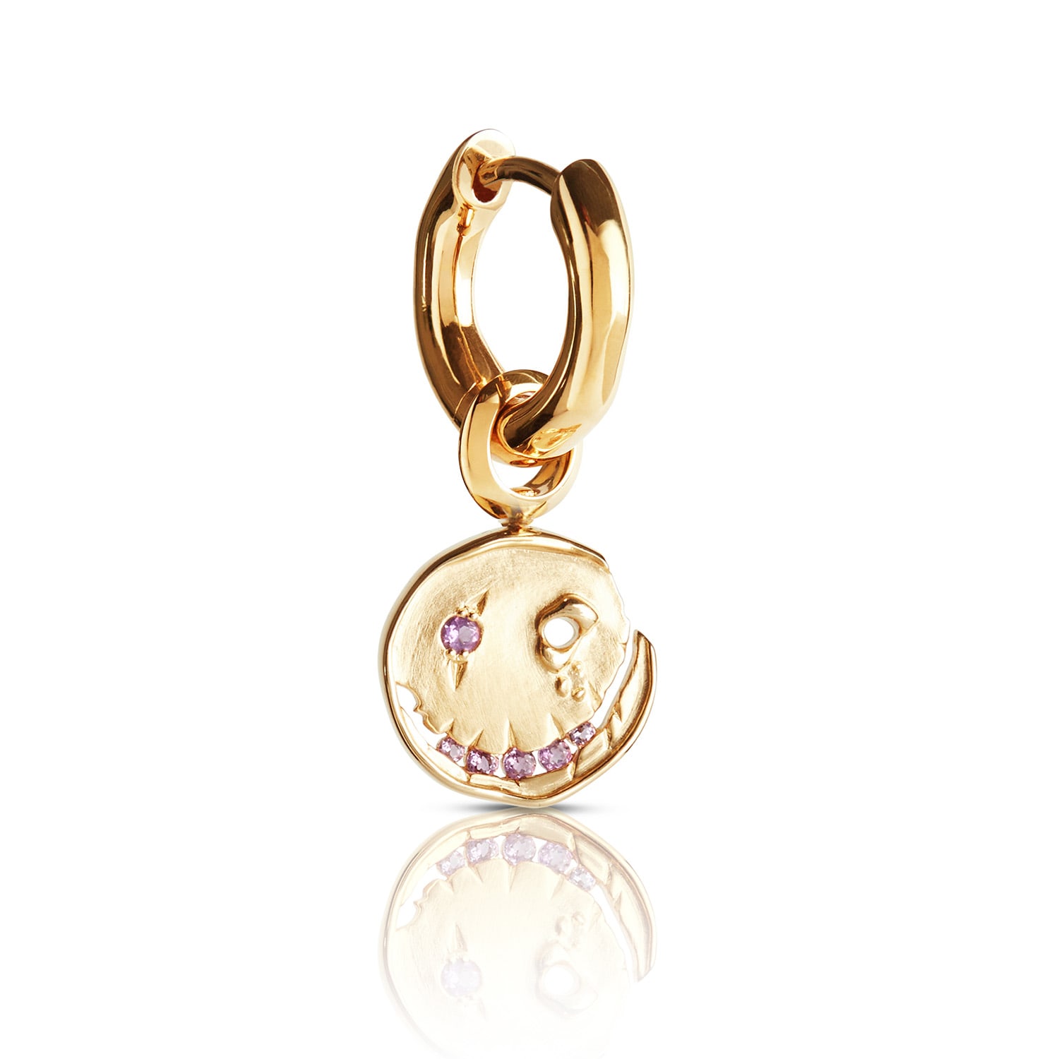 Kasun Women's Smile Hoop Earrings – February – Amethyst – Gold Plated