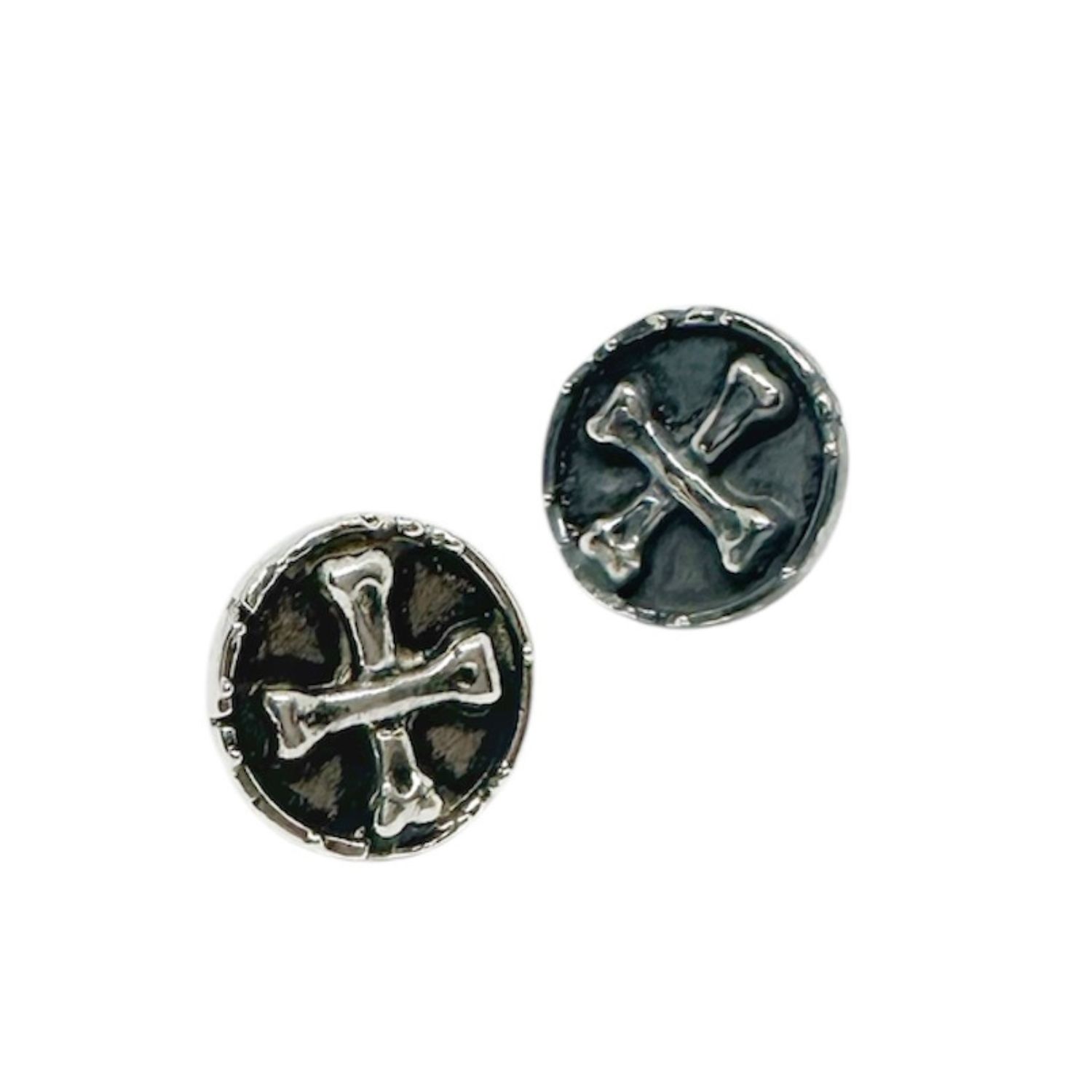 Women's Black / Silver Bones Skull Medaglie Coin Stud – Sterling Silver, Handcrafted | Tg-Jewellery by Tamara Gervasio