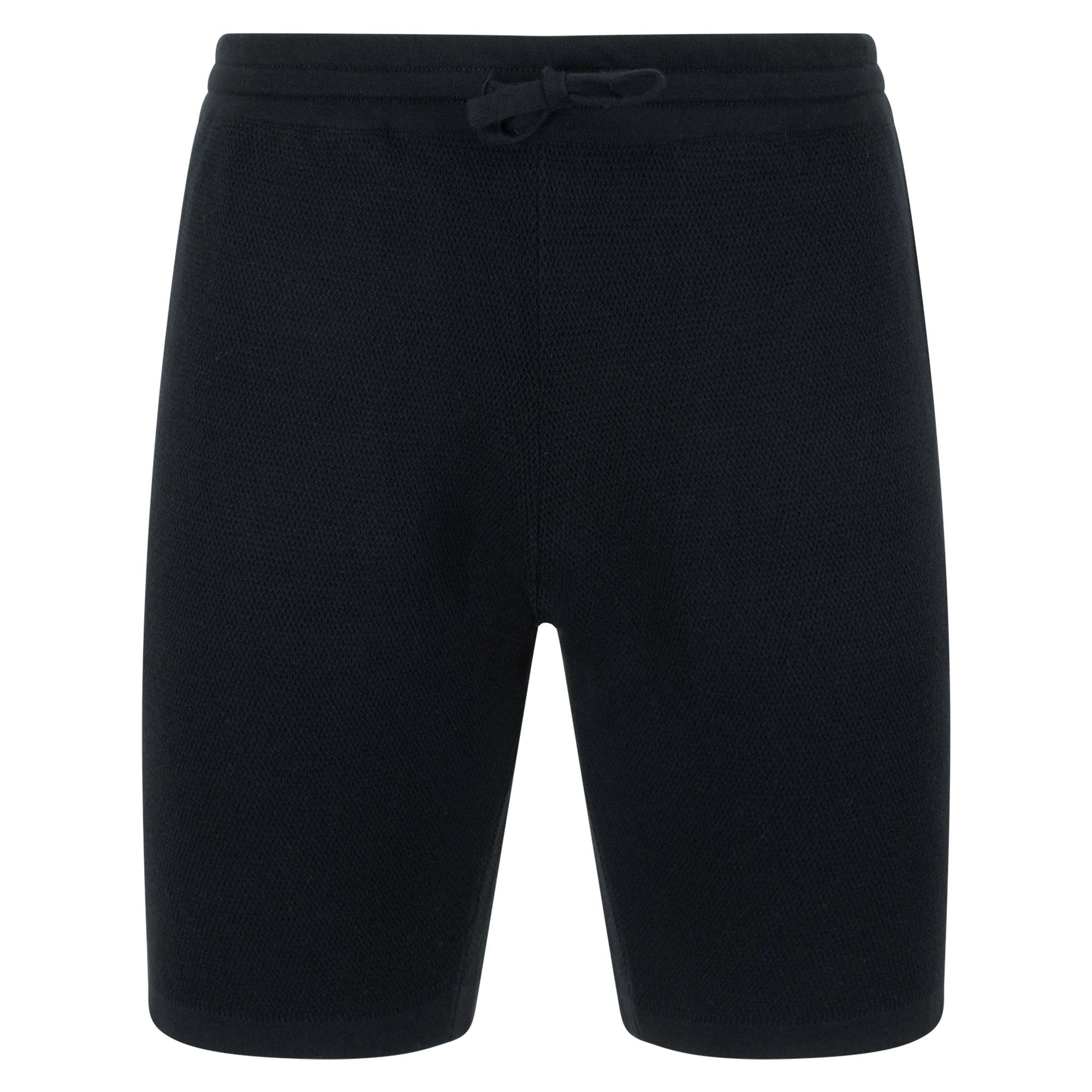 Mens Heavyweight Cotton Aglio Textured Shorts - Black Small Paul James Knitwear