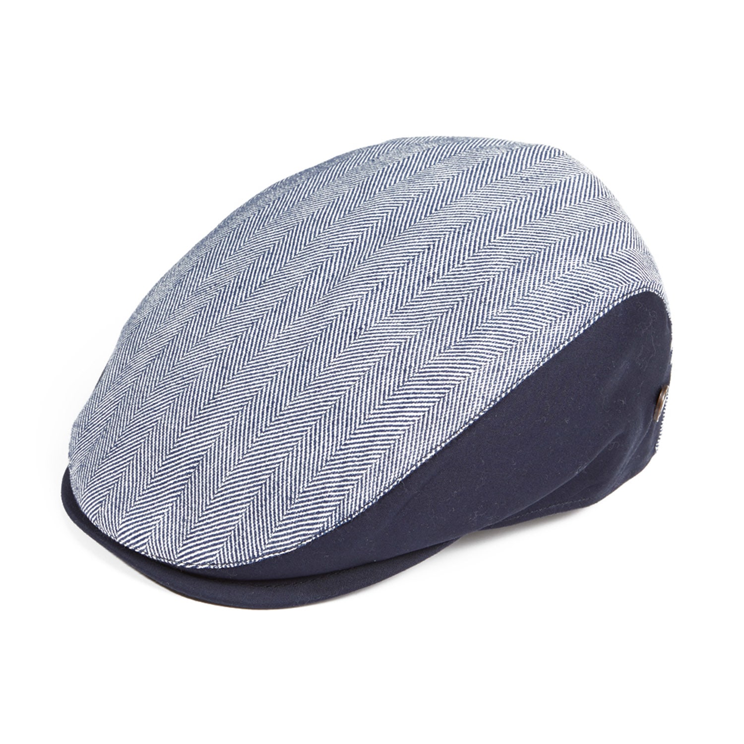 Dasmarca Hats Liam Dark Navy Blue Linen Herringbone Summer Italian Flat Cap For Men In Blue