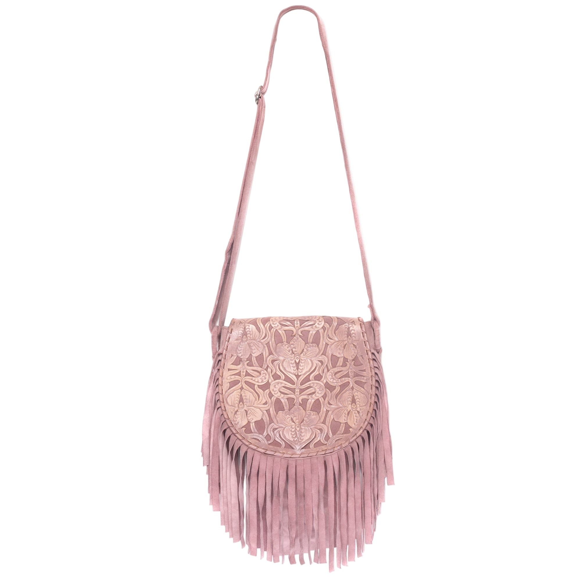 Jodi Lee Women's Antheia Fringe Bag Antique Dusty Pink In Pink