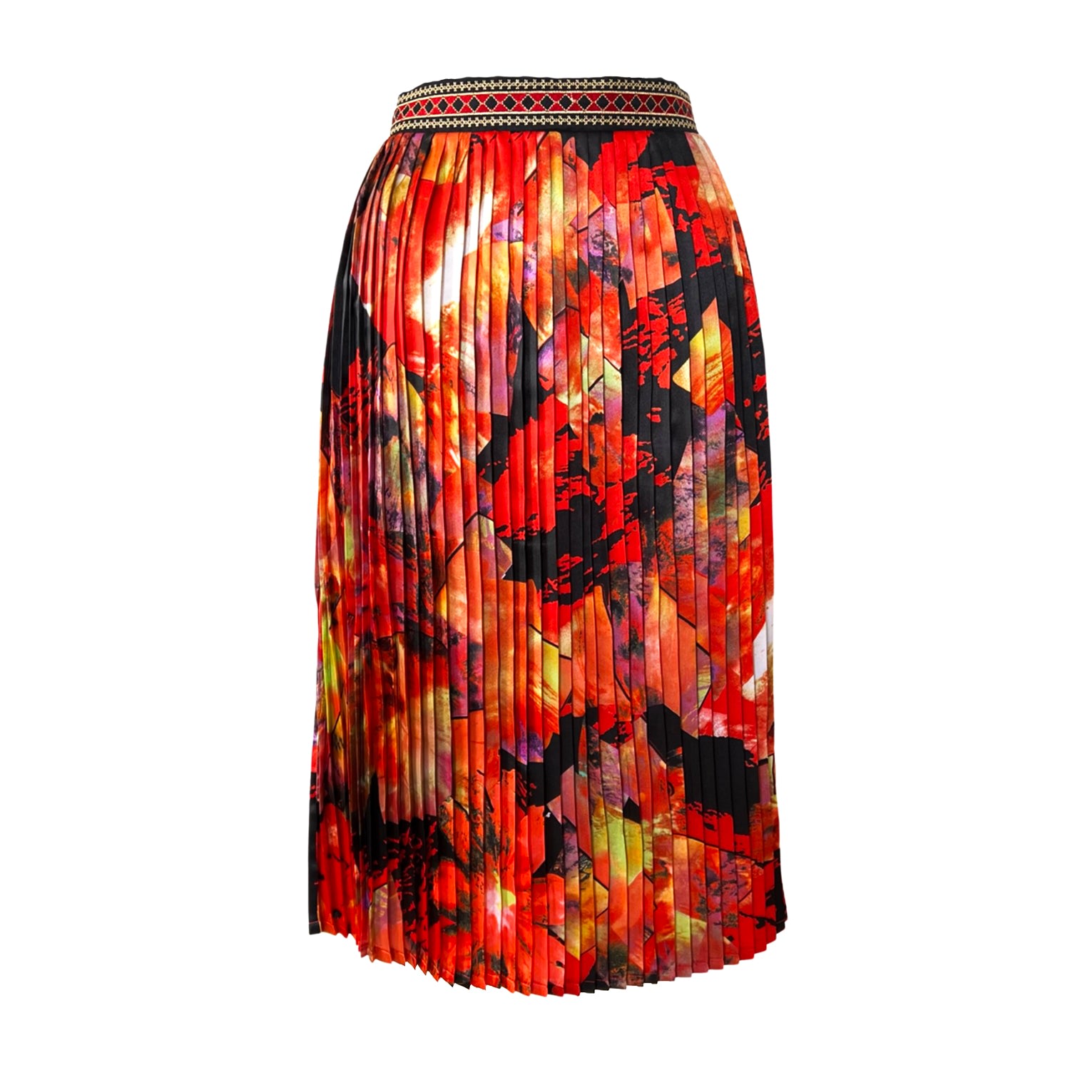 Women’s Black / Red Embroidered Pleated Midi Skirt In Black & Red Small L2R the Label