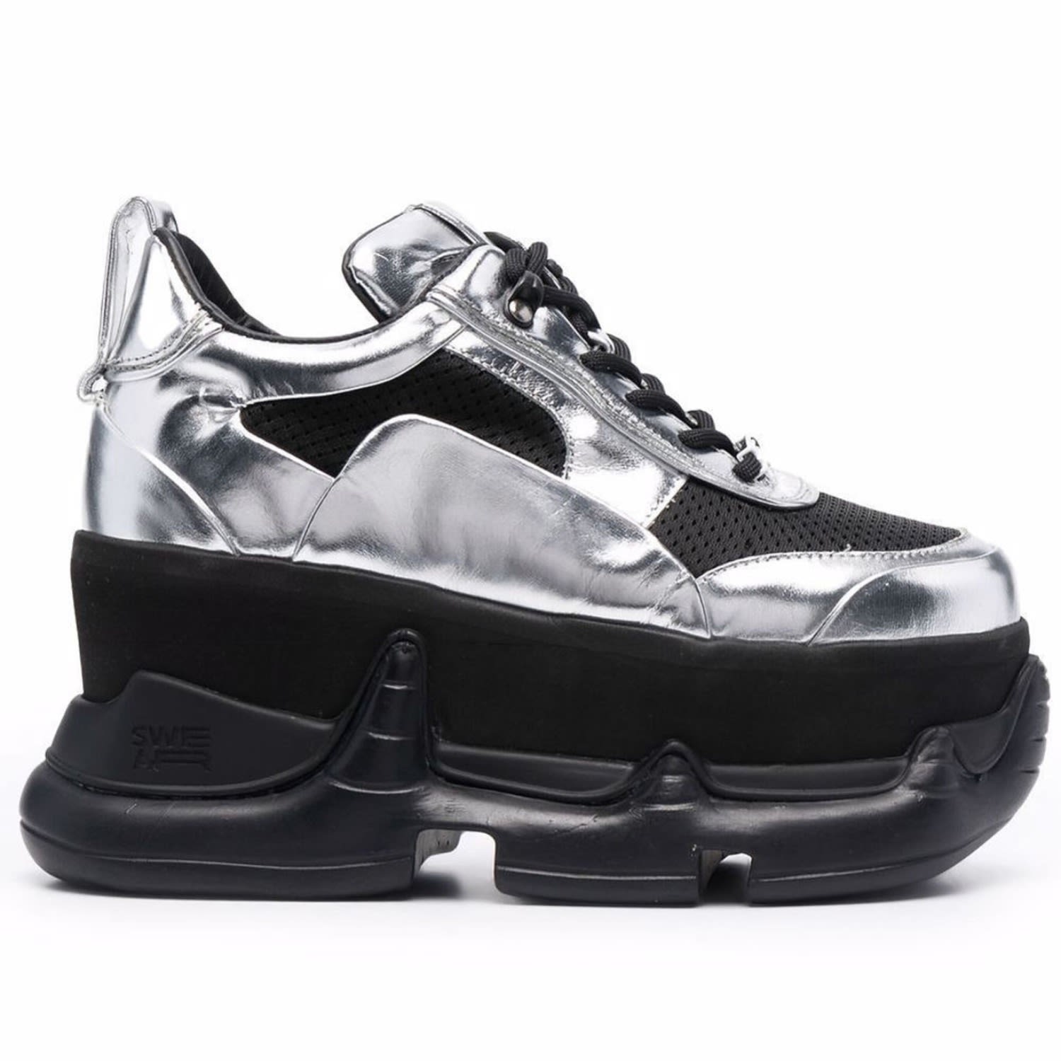 Swear Women's Silver / Black Air Rev. Nitro Sky Platform Sneakers - Silver & Black In Silver/black