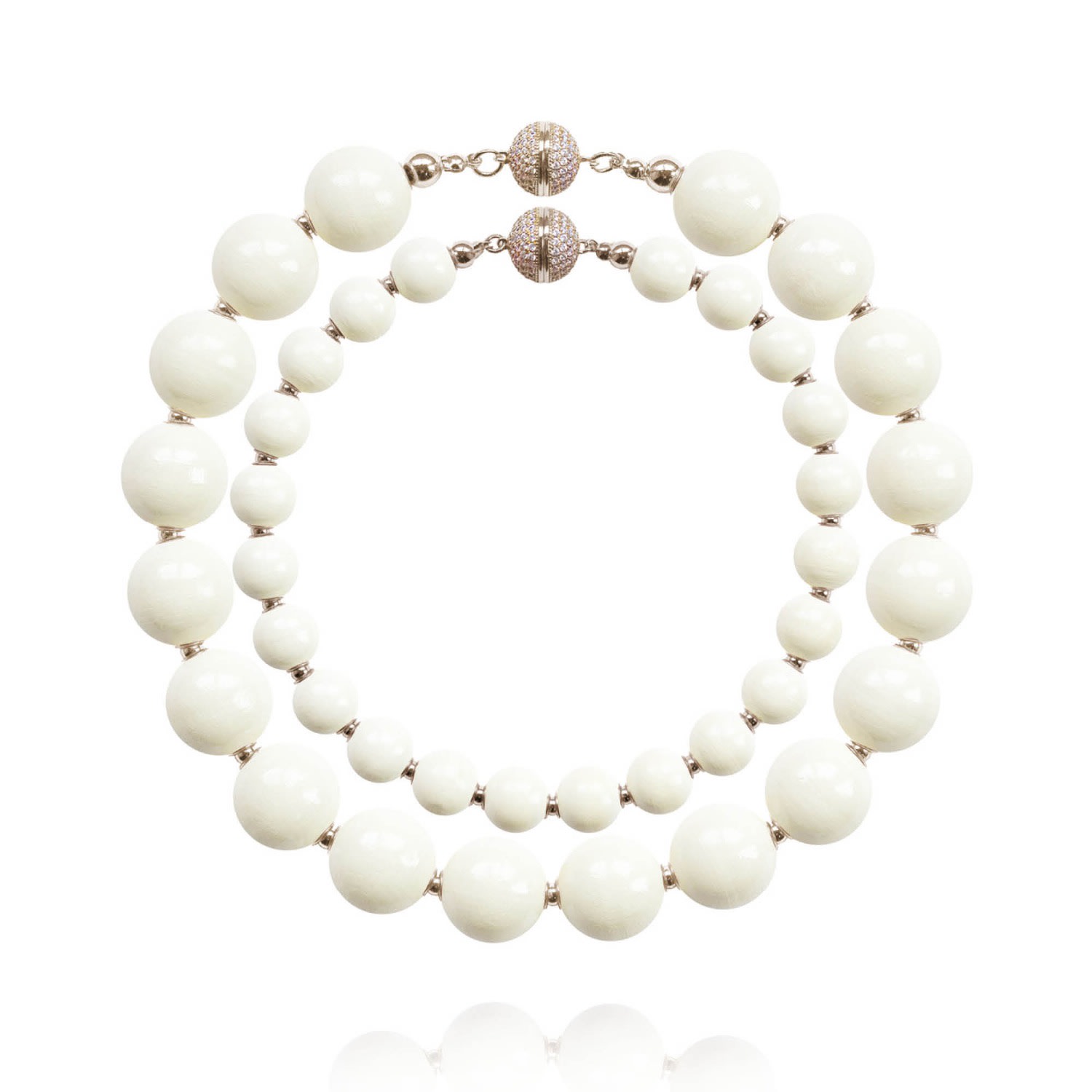 Women&rsquo;s White Siena Duo Necklaces In Creme | Saule Label