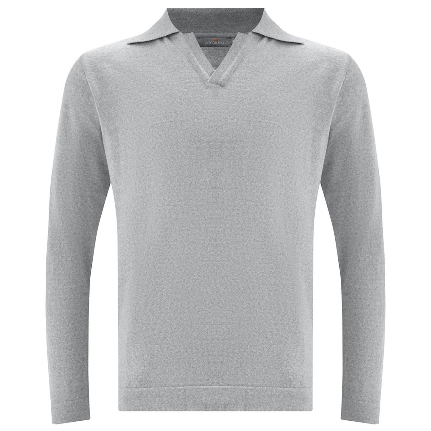 Polo Neck Fine Knitwear Men’s Pullover - Grey Small Peraluna