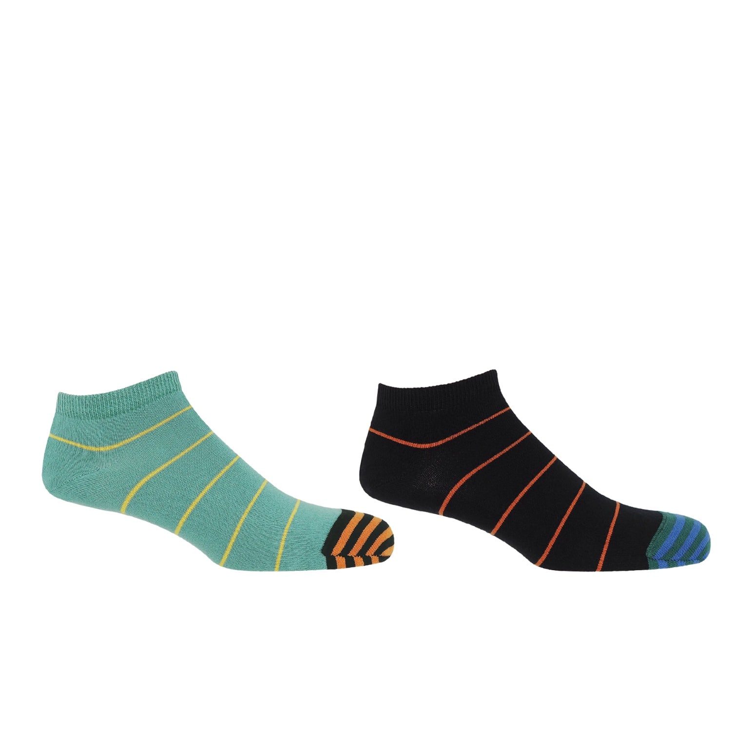 Peper Harow - Made In England Thin Stripe Black & Teal Men's Trainer Socks Bundle In Multi