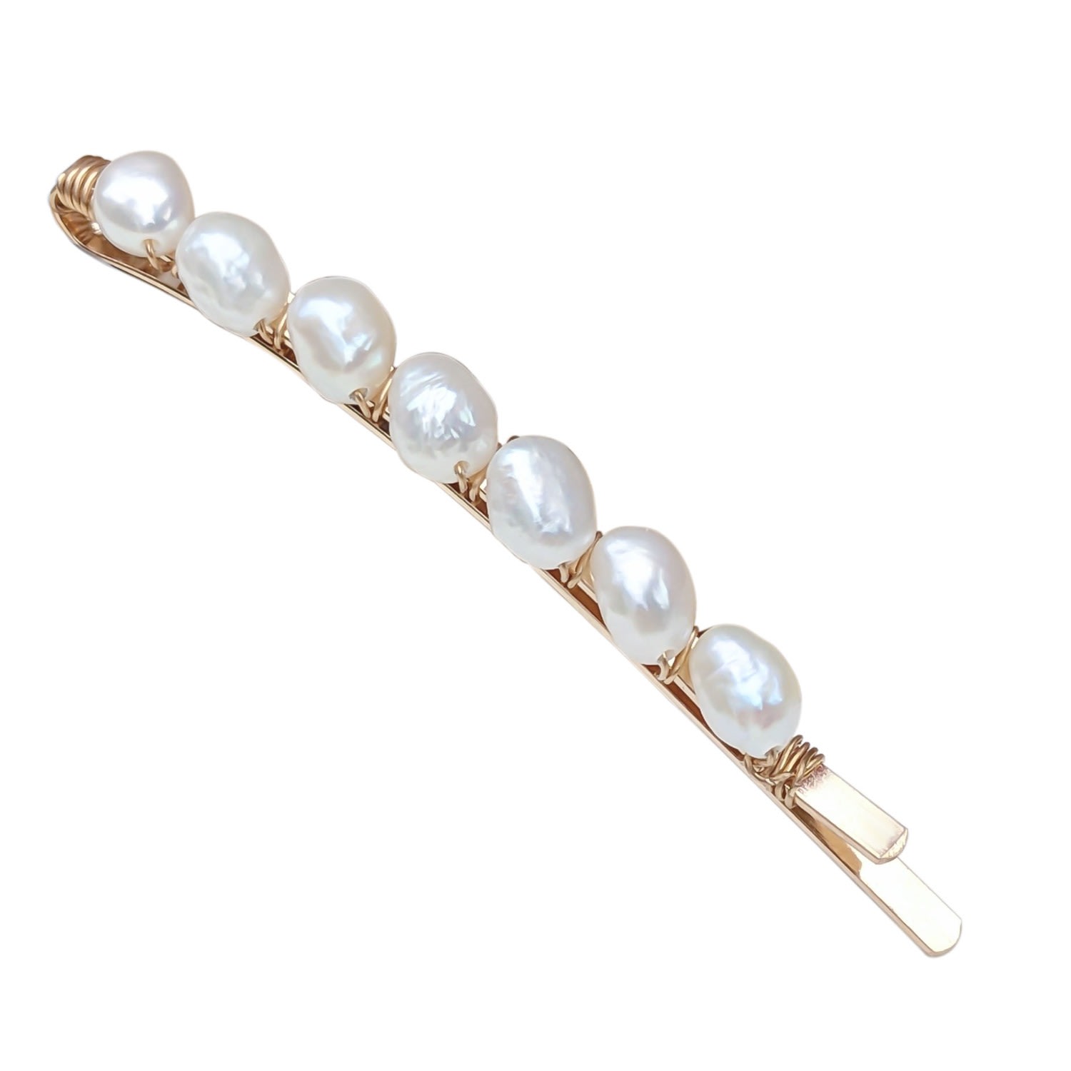 Kiri & Belle Women's Alyssa Freshwater Pearl Gold Hair Slide - Short