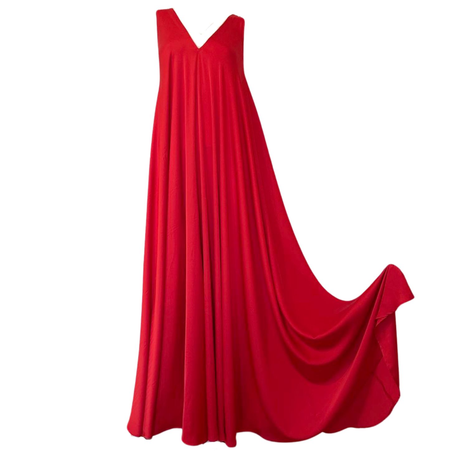 Women’s Silk Red Sleveless Gown M/L Silkylicious Llc