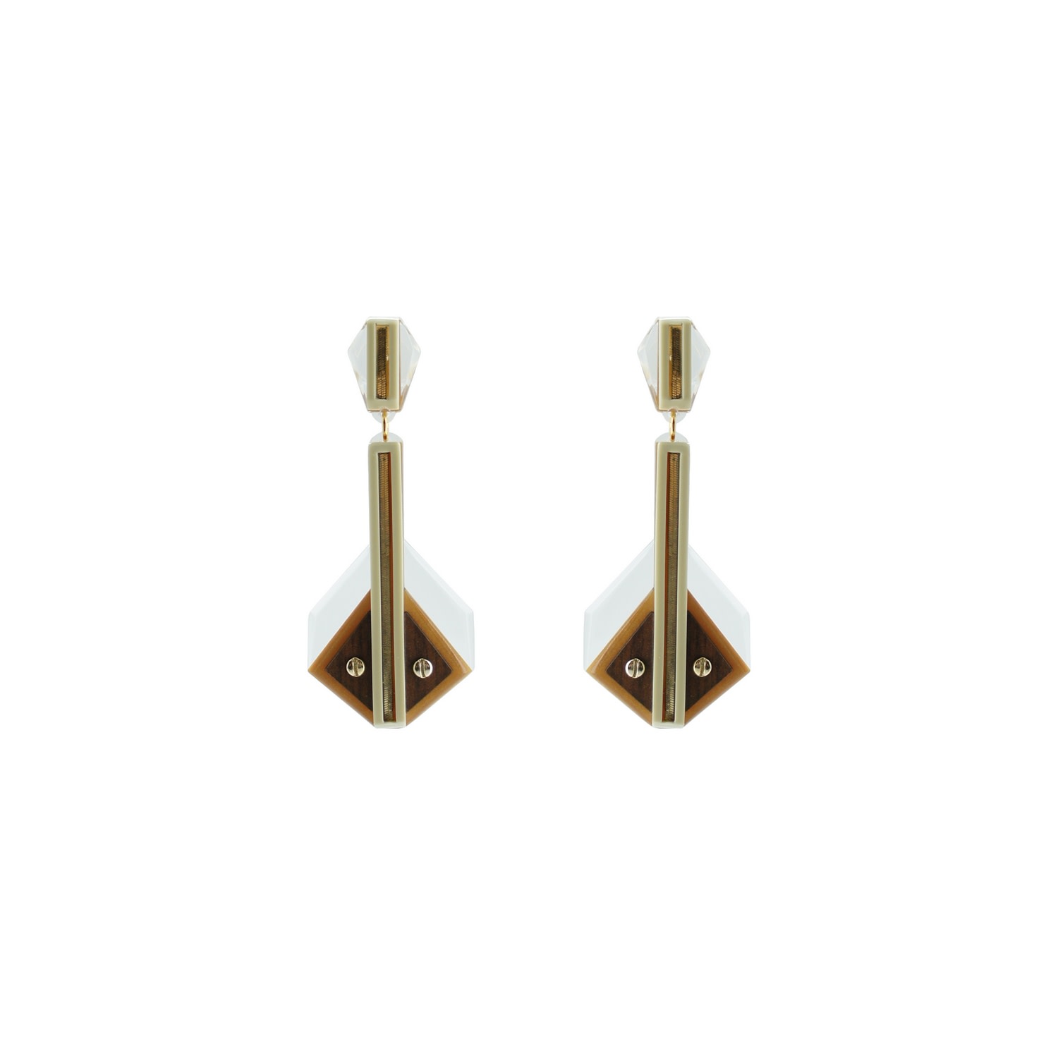 Gissa Bicalho Women's Neutrals Earring Clef Crystal