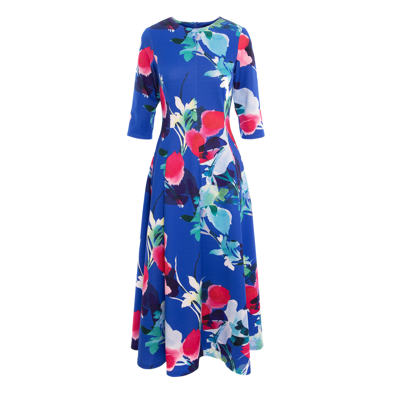Concept A Trois Women's Cambrated Midi Dress With Pockets - Floral Print