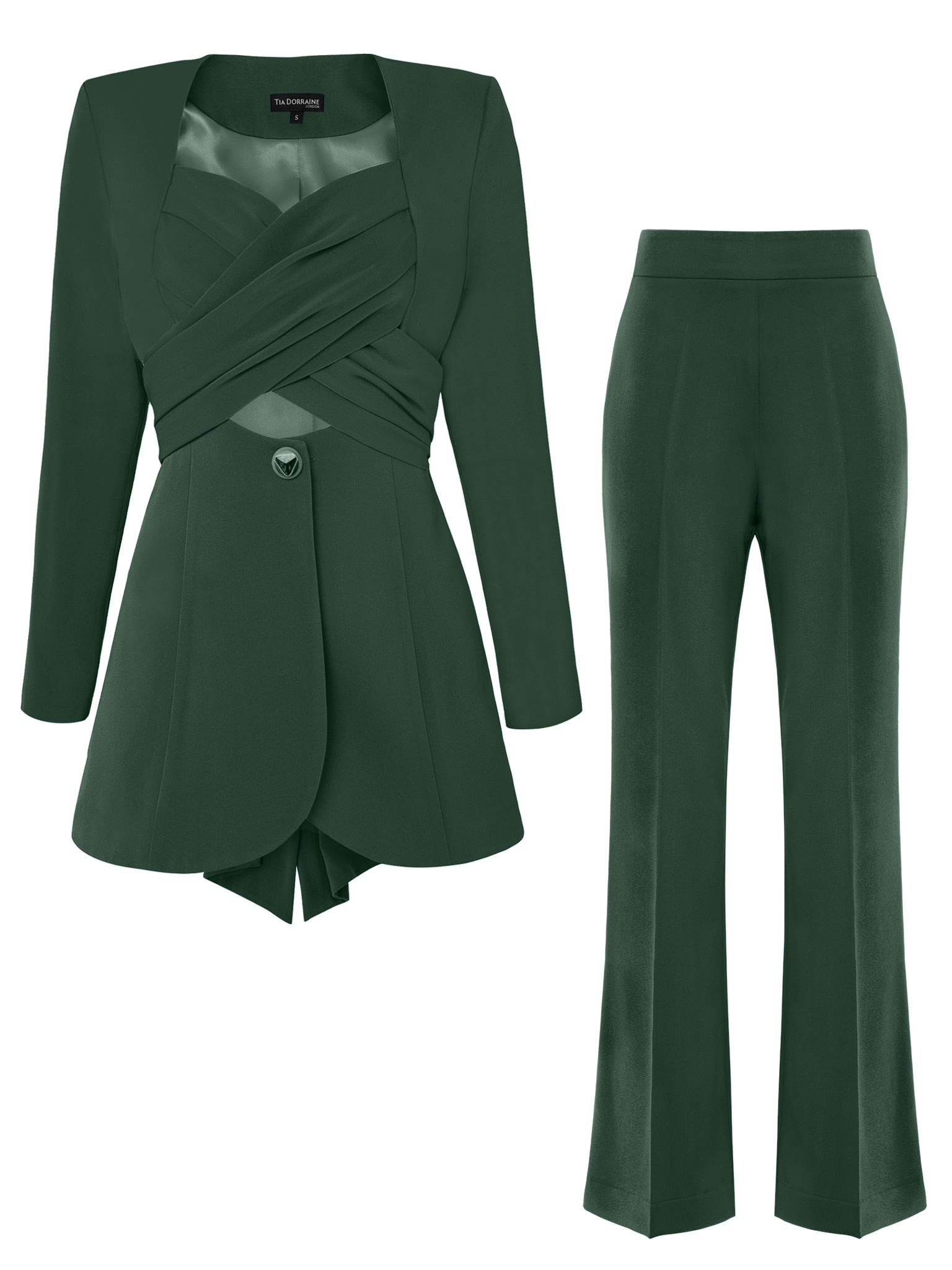 Tia Dorraine Emerald Dream Cross-wrap Statement Suit - Dark Green In Green
