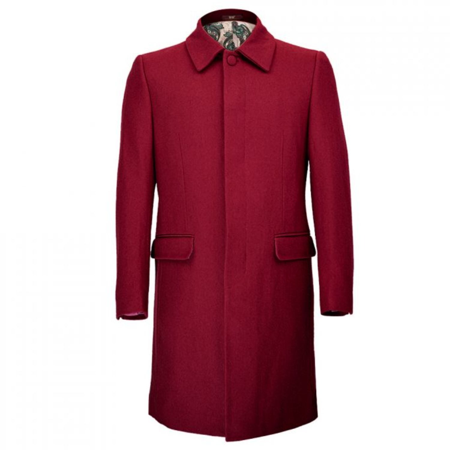 Men’s Single Breasted Overcoat - Red Medium David Wej