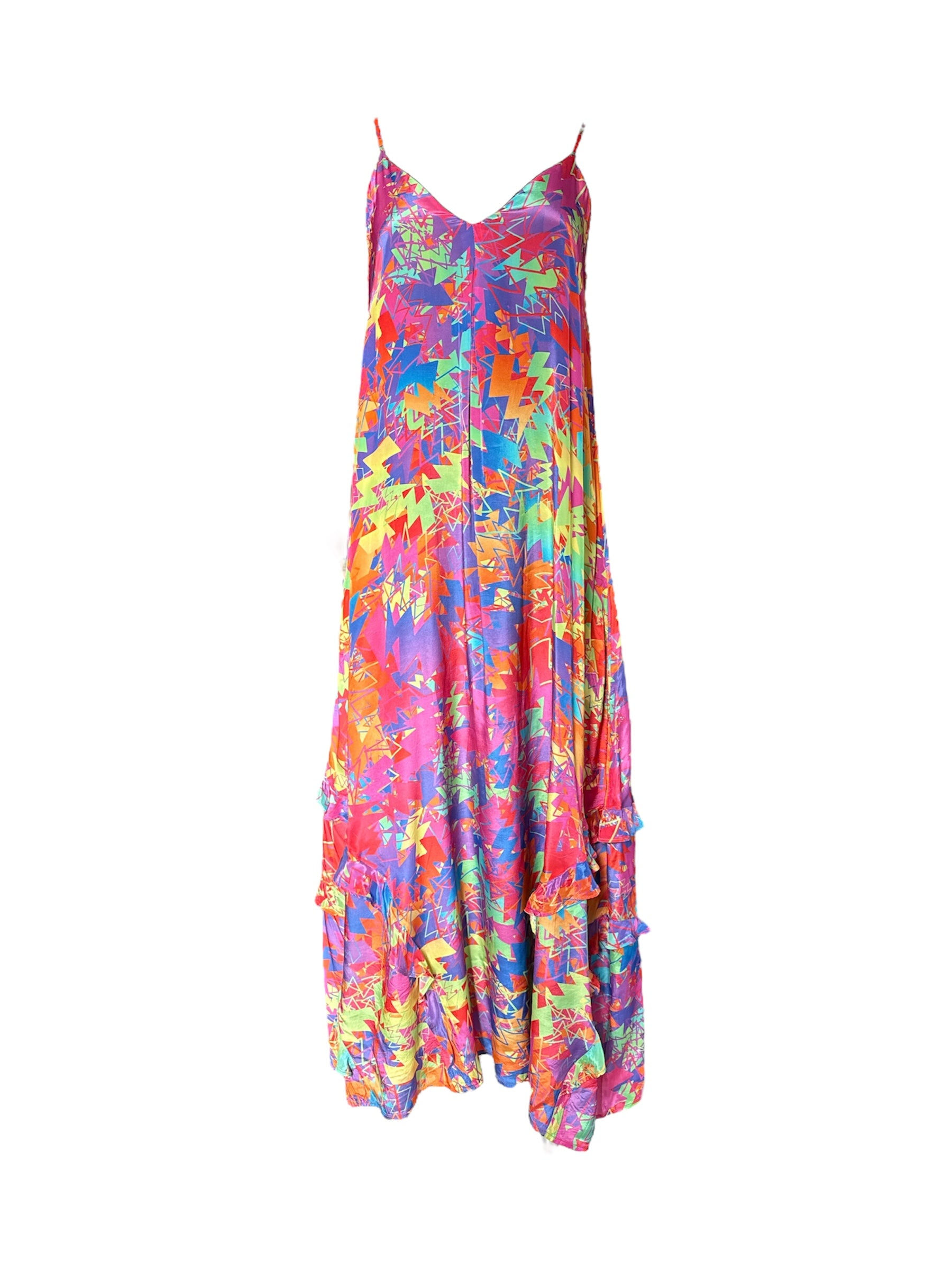 Any Old Iron Women's Orange / Pink Multicolor Pastel Lightning Ruffle Dress