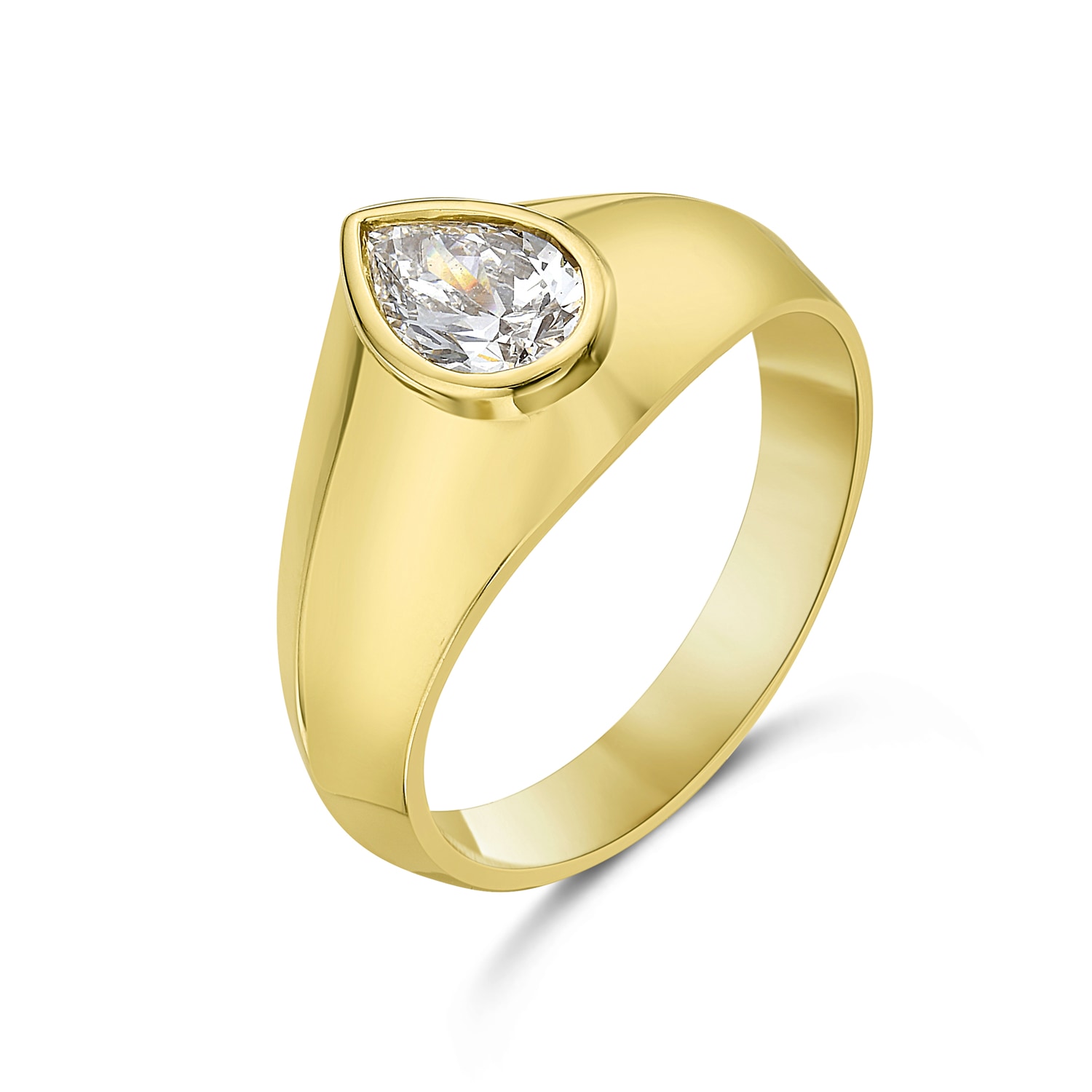 Artisan Women's Gold / White 14k Yellow Gold Pear-cut Lab-grown Diamond Solitaire Ring In Gold