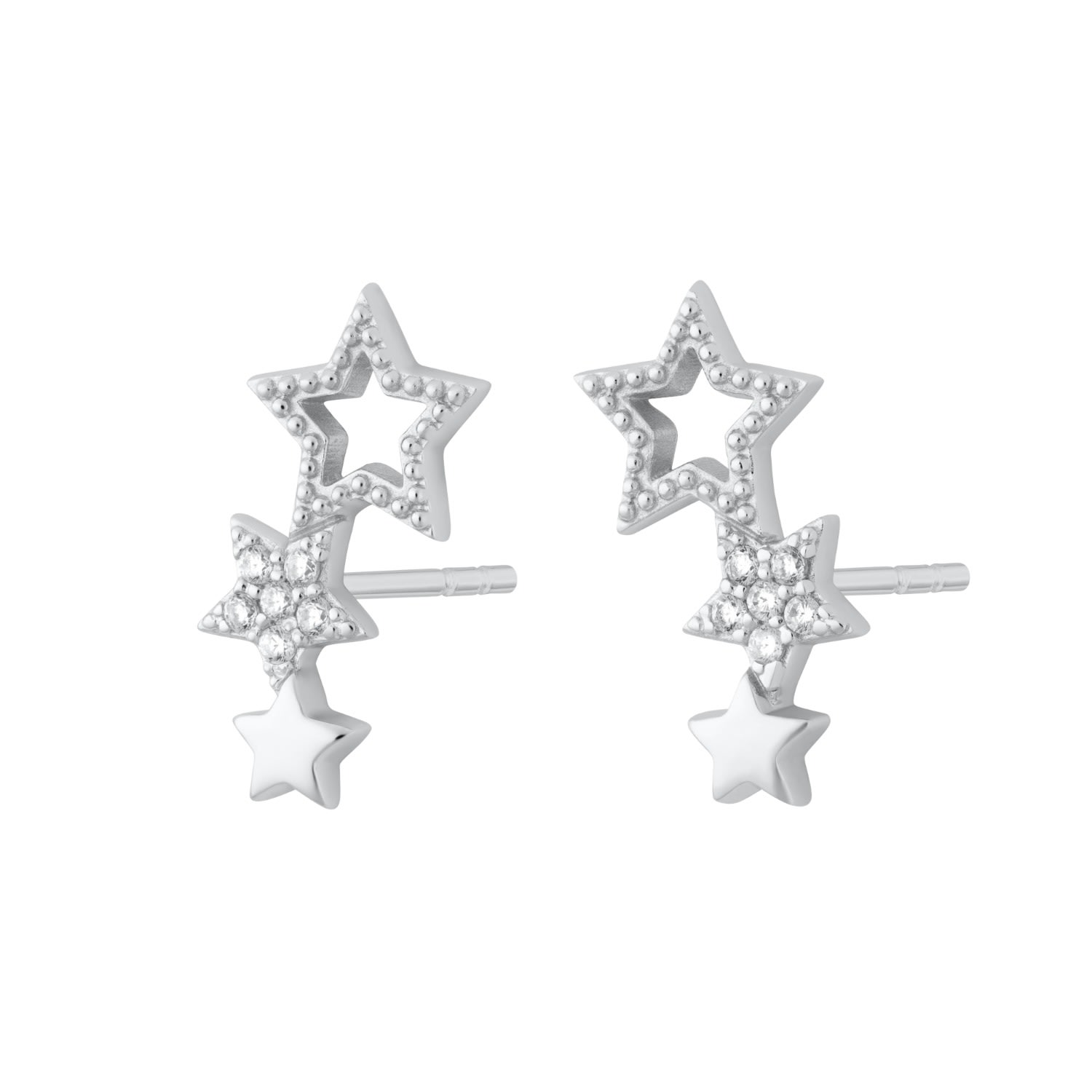 Scream Pretty Women's Silver Star Ear Climber Stud Earrings In White