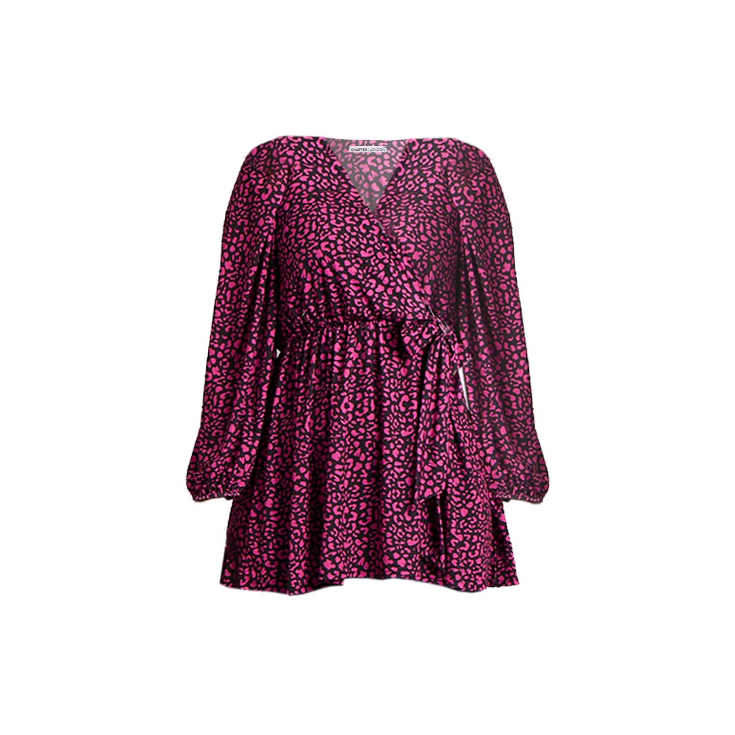 Women’s Pink / Purple Pinky Wrap Top - Pink Leopard Print Extra Small Chapter London