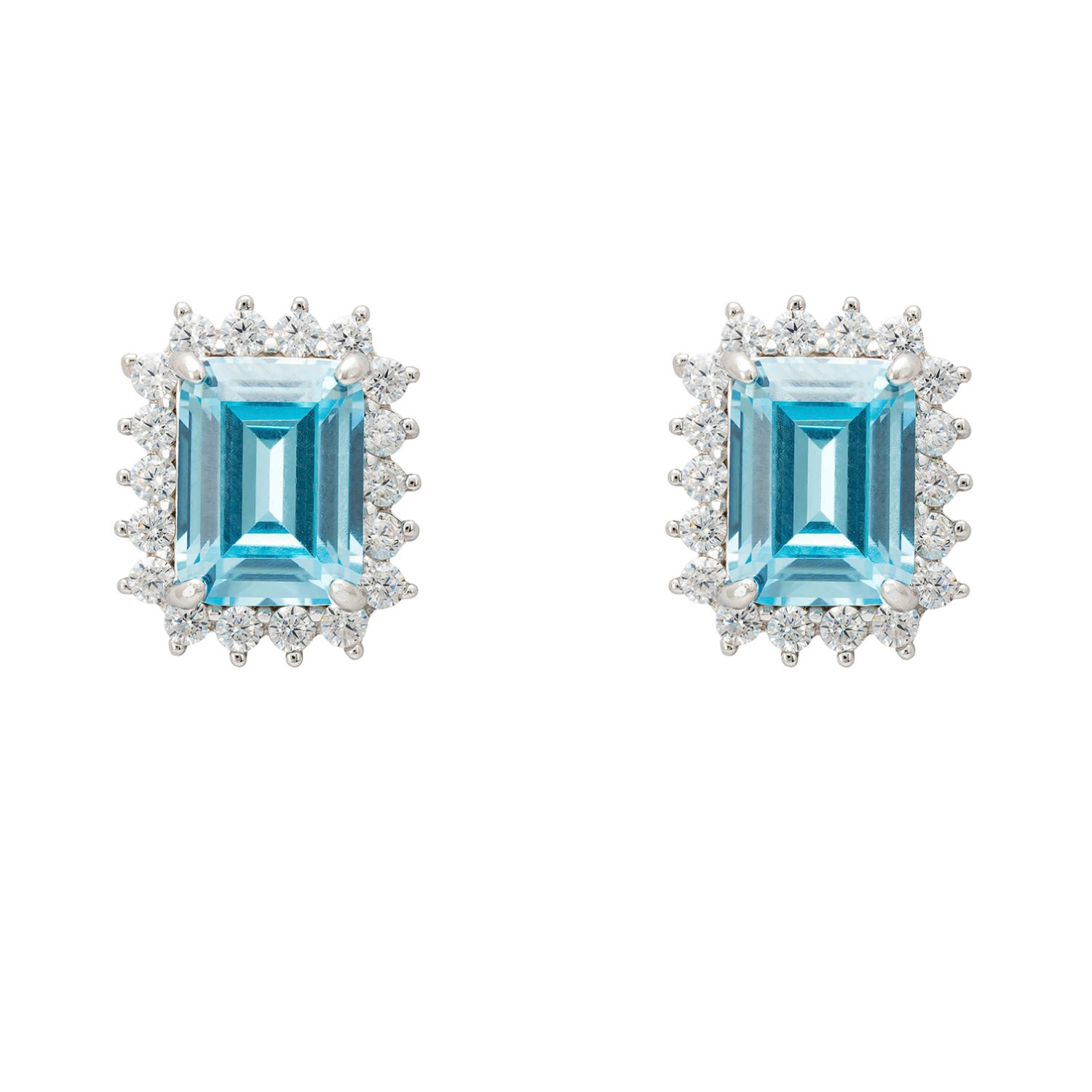 Women’s Blue / White / Silver Elena Gemstone Stud Earrings Blue Topaz Silver Latelita