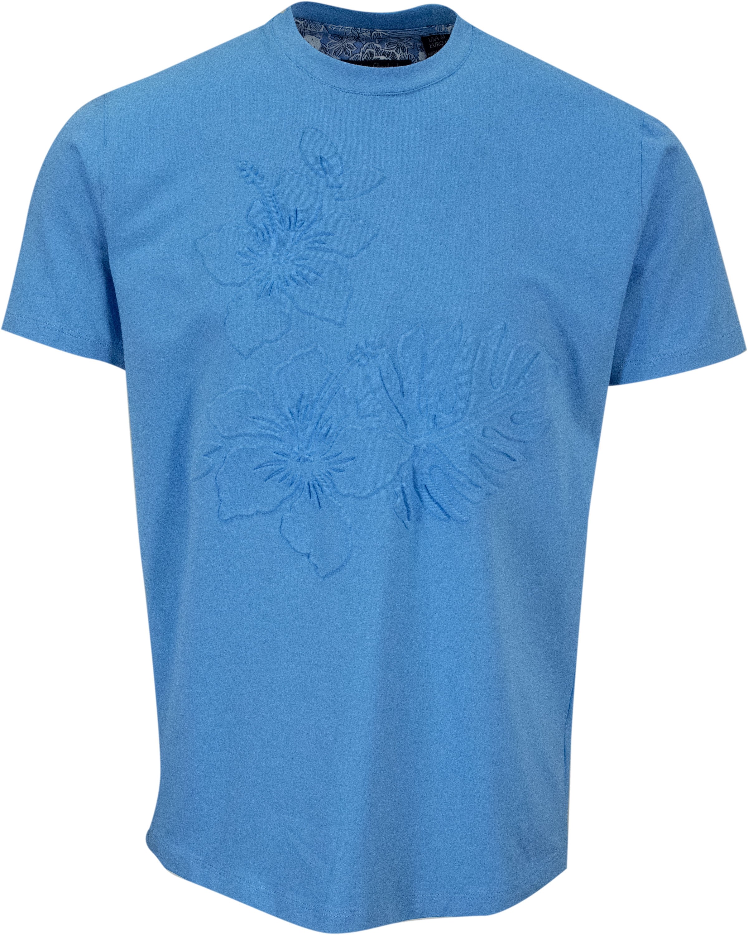 Men’s Carson Embossed Floral Tee - Blue Extra Large Lords of Harlech
