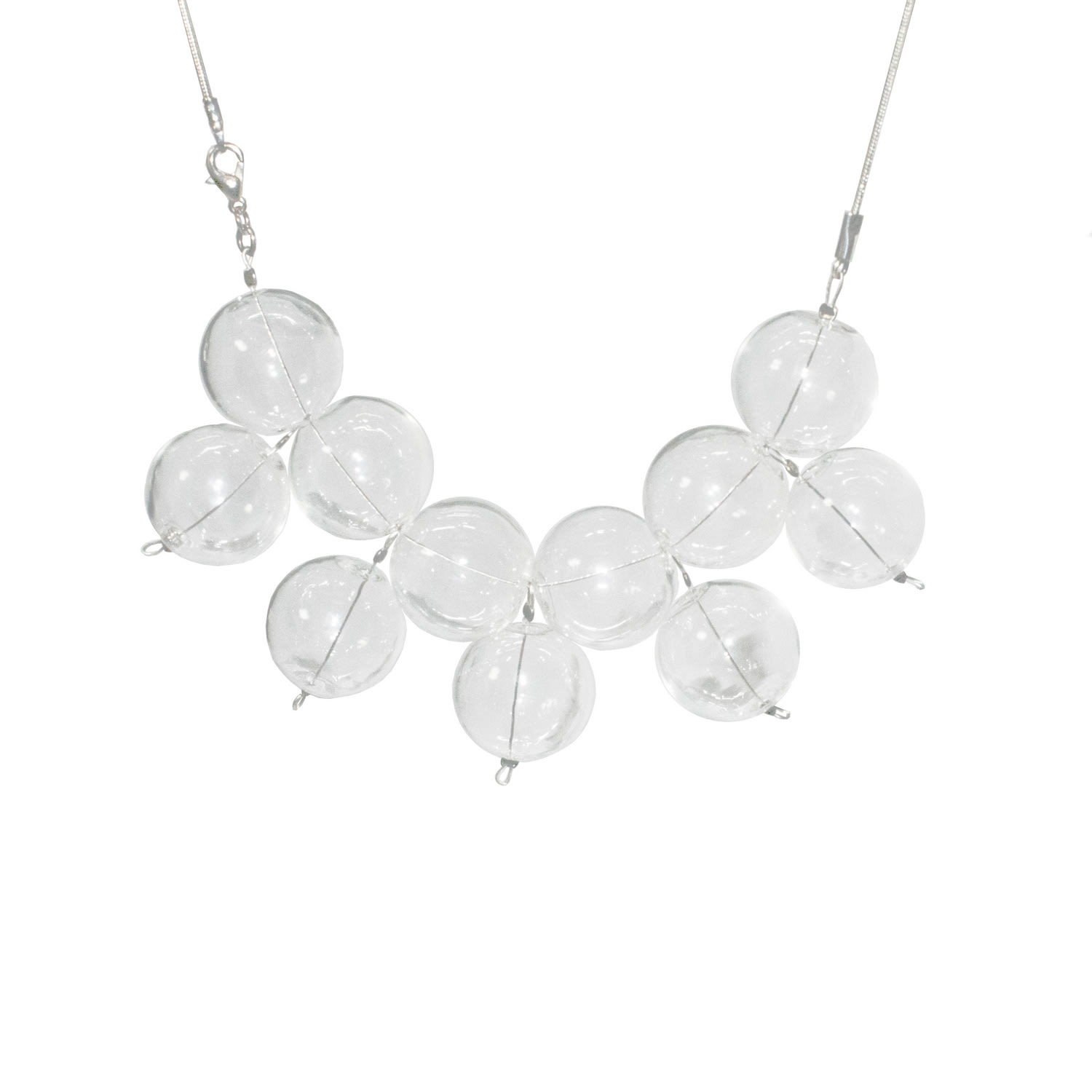 Laura Daili Women's Neutrals / Silver Royal – Blown Glass Bubbles Necklace