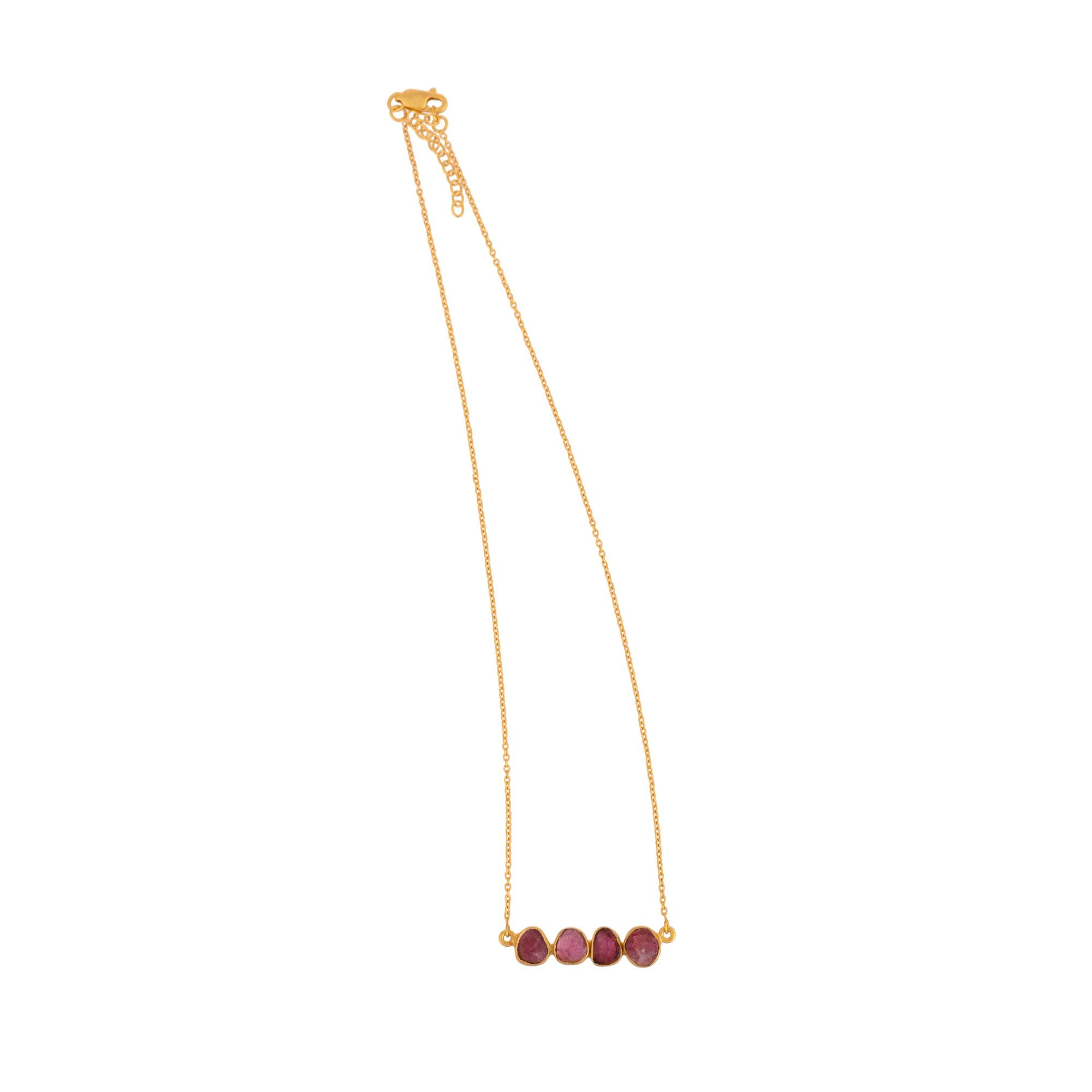 Opium Jewels Women's Gold / Pink / Purple Kundan Pink Tourmaline Chain Necklace