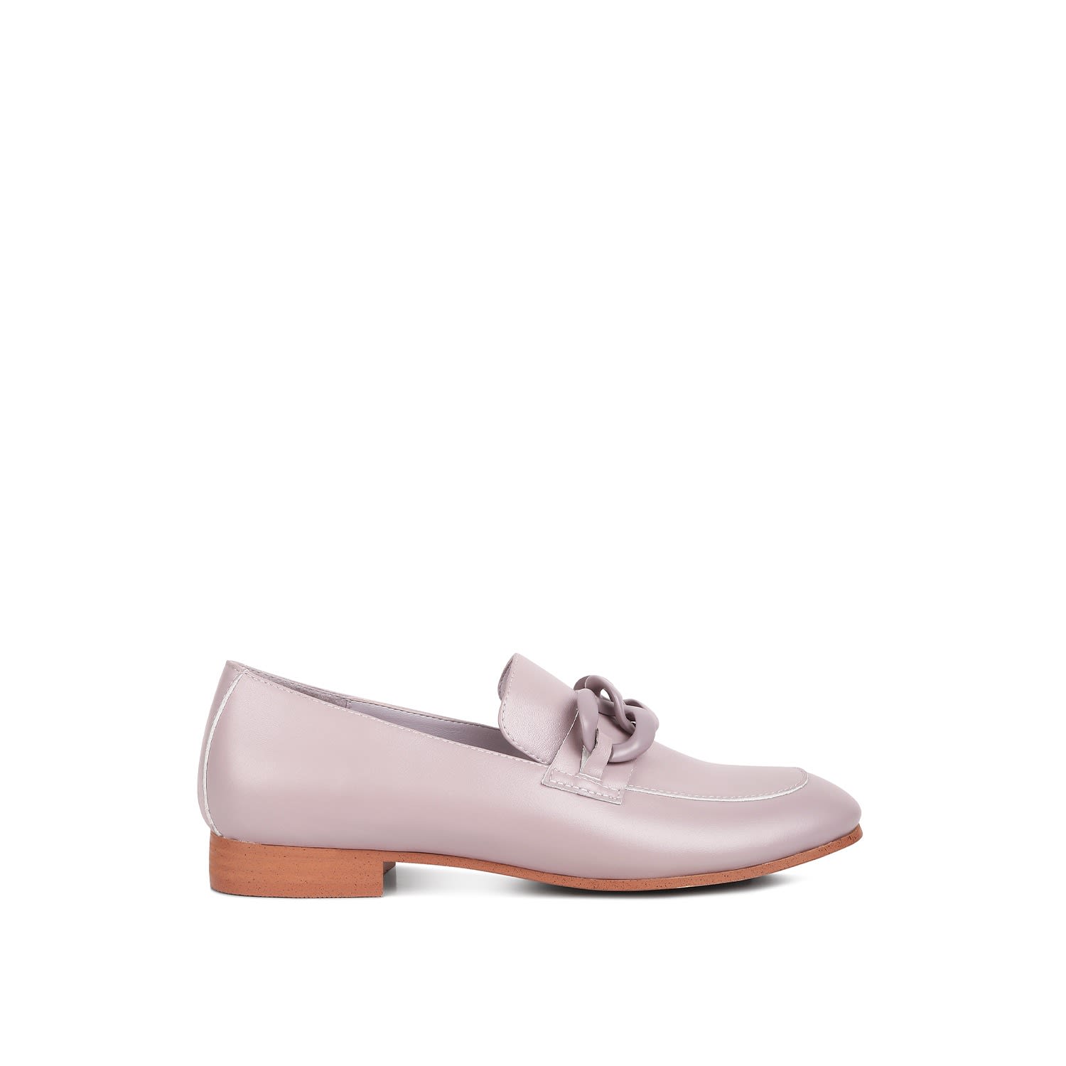 Rag & Co Women's Pink / Purple Merva Chunky Chain Leather Loafers In Lilac